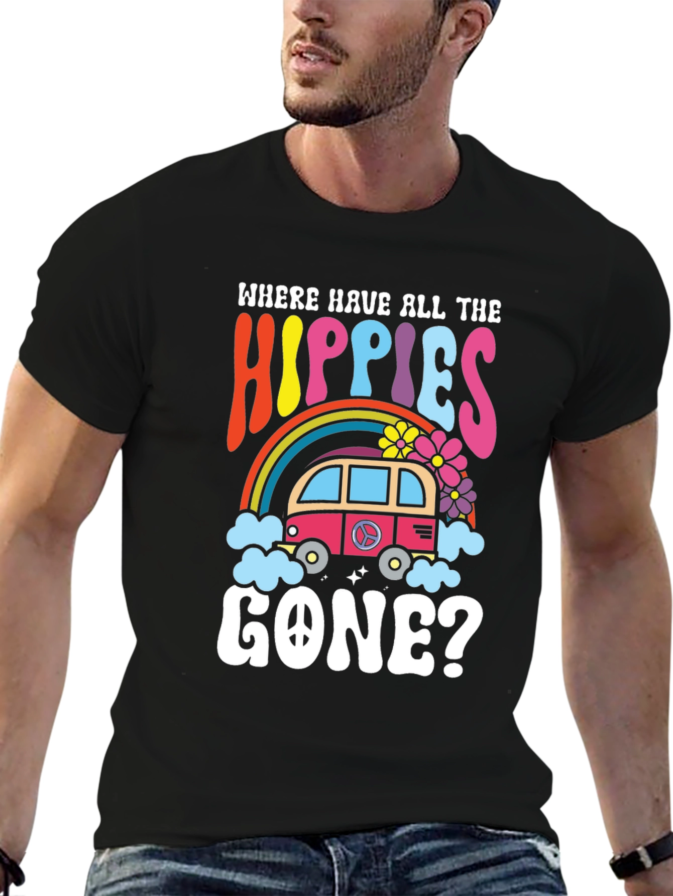 Black Where Have All The Hippies Gone Black T-Shirt view 6