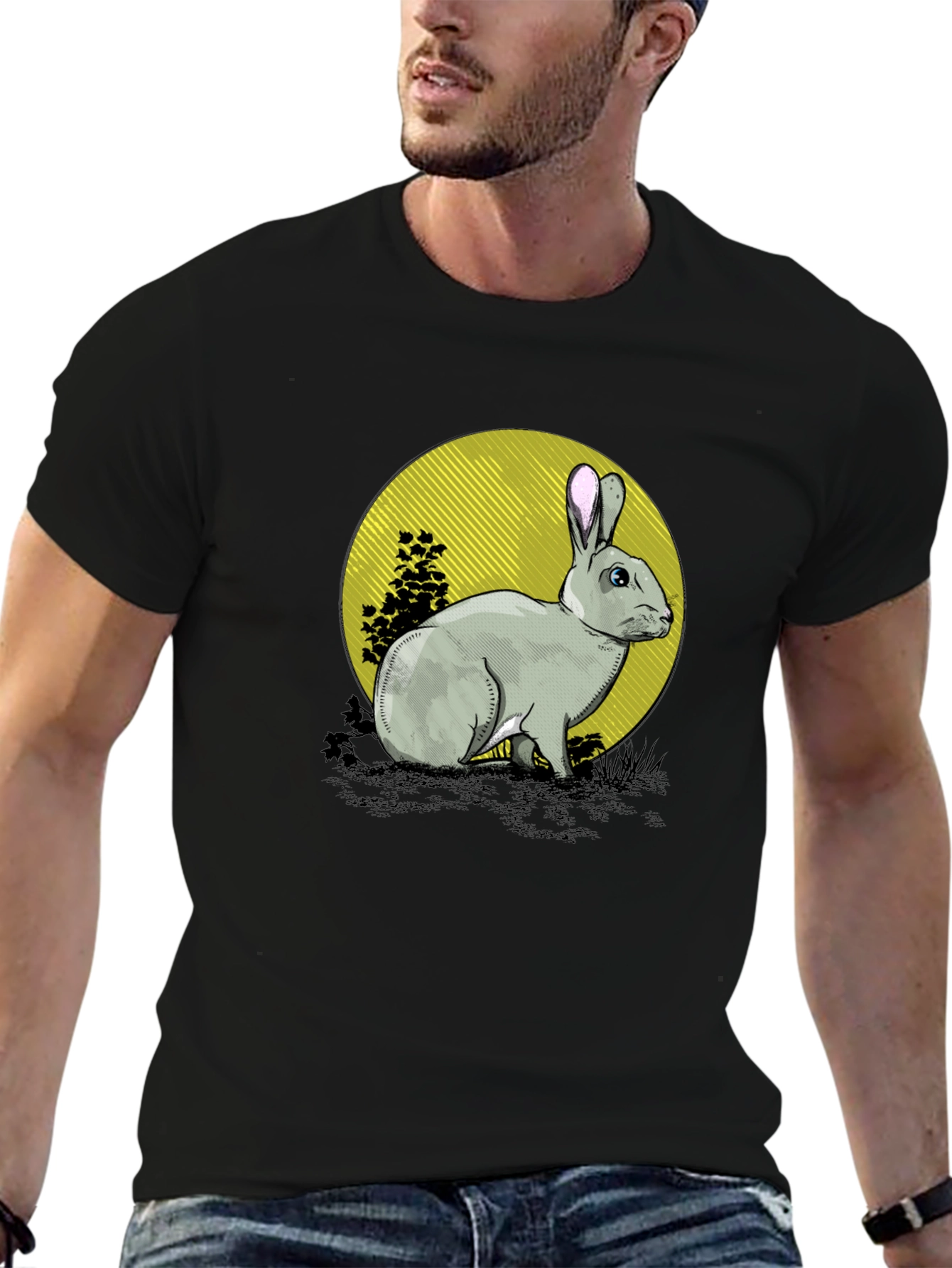 Black Rabbit Graphic Black T-Shirt view 6
