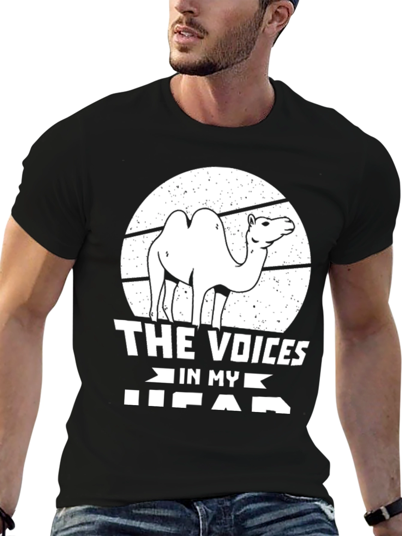 Black Funny Camel T-Shirt - The Voices In My Head Tee view 6