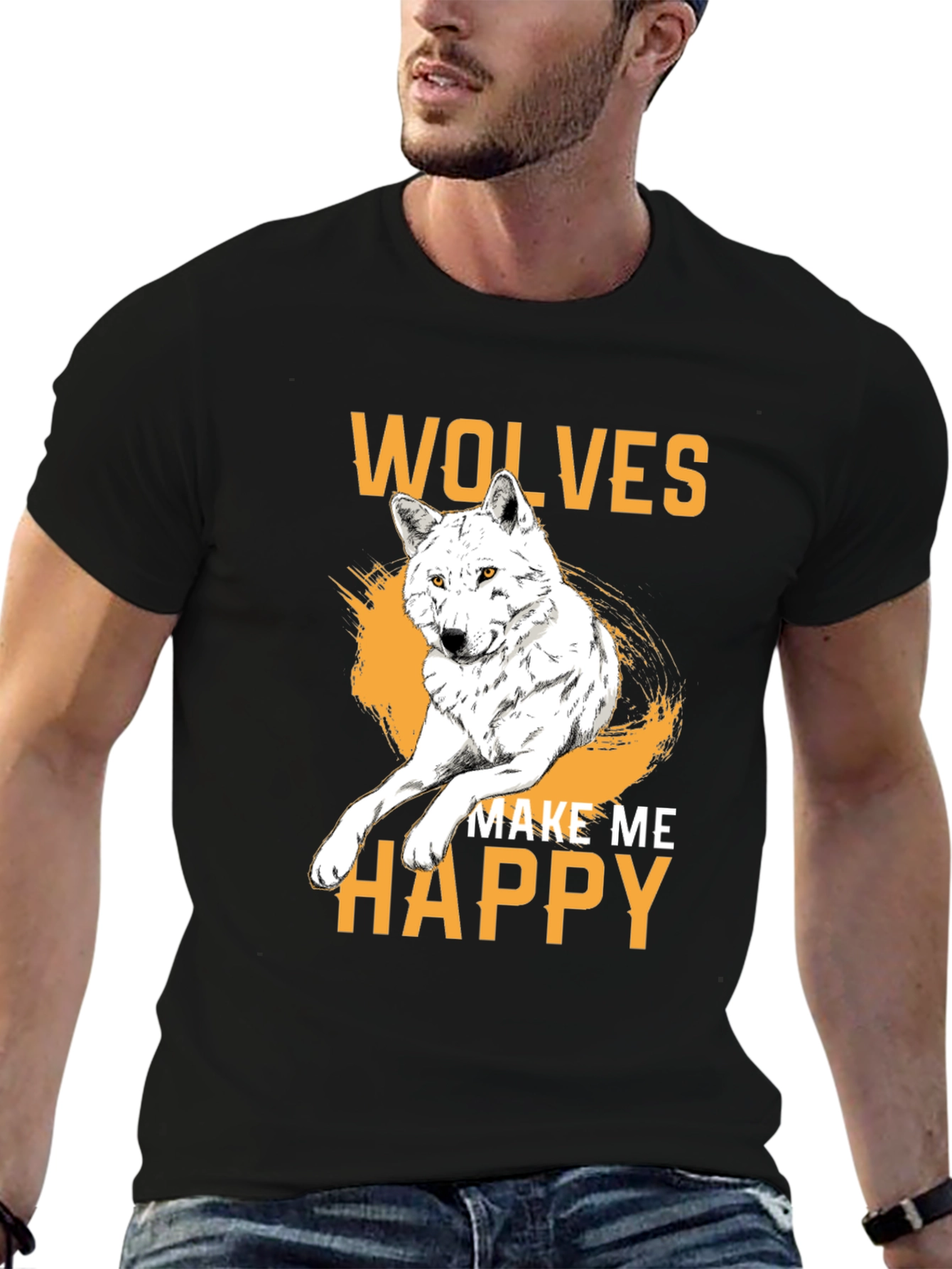 Black Wolves Make Me Happy Graphic Tee view 6