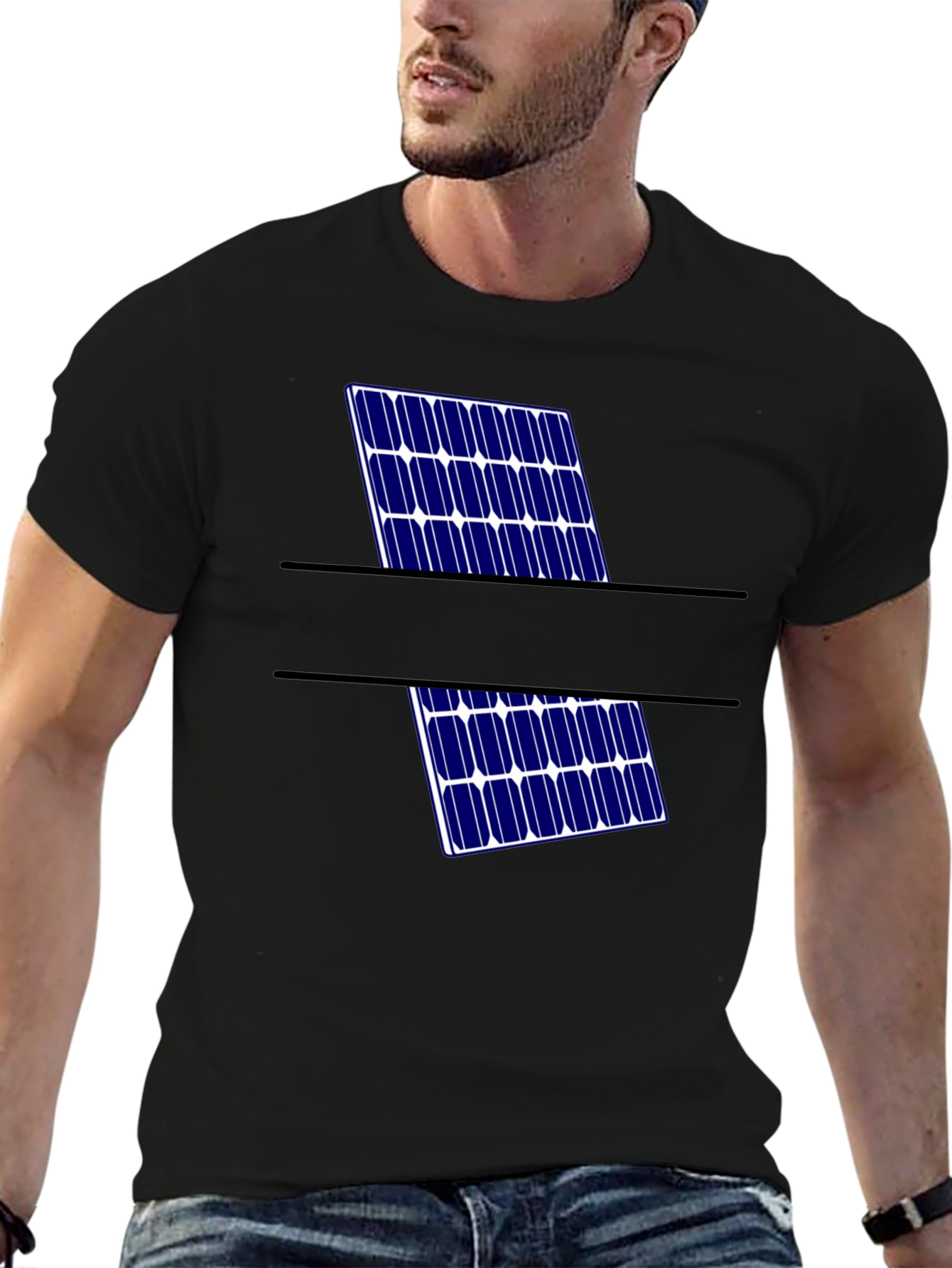 Black Solar Panel Graphic Tee - Eco-Friendly Style view 6