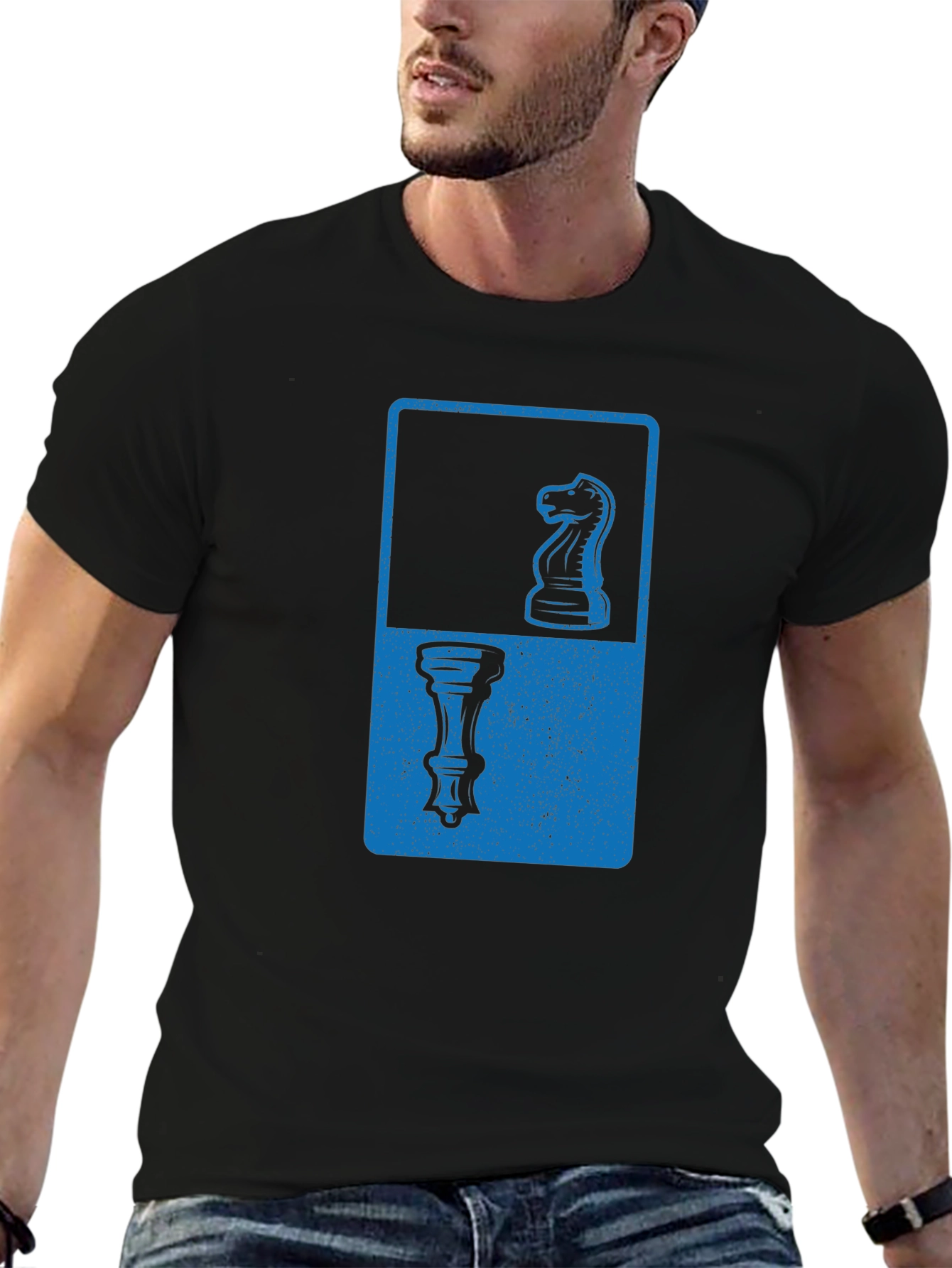 Chess Piece Graphic Tee - Knight & Rook Design - 6