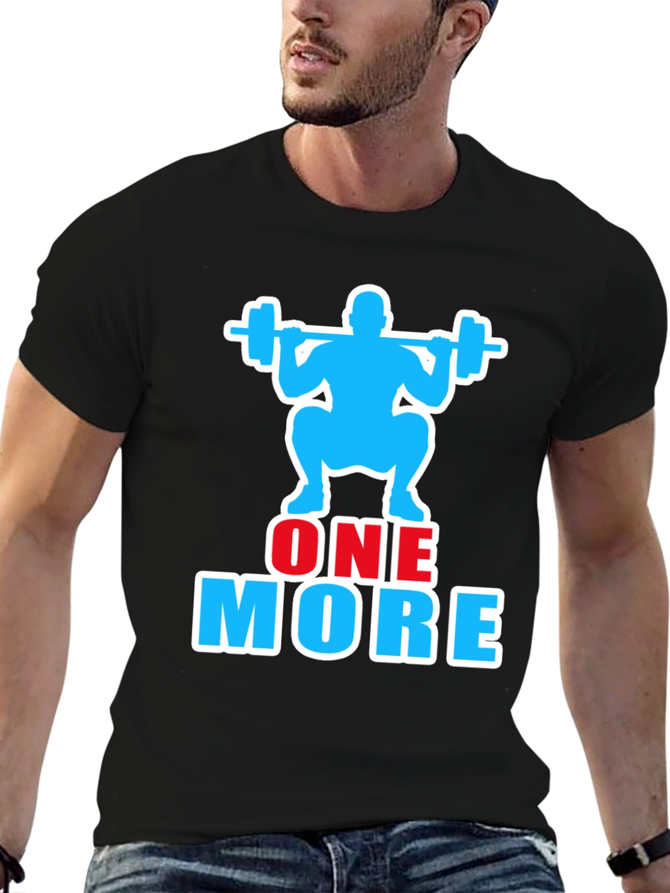 Black One More Rep Gym Workout Graphic T-Shirt view 6