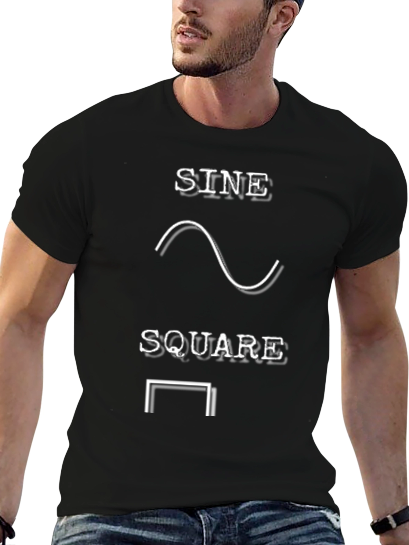 Black Sine Square Waveform Graphic Tee - Black view 6