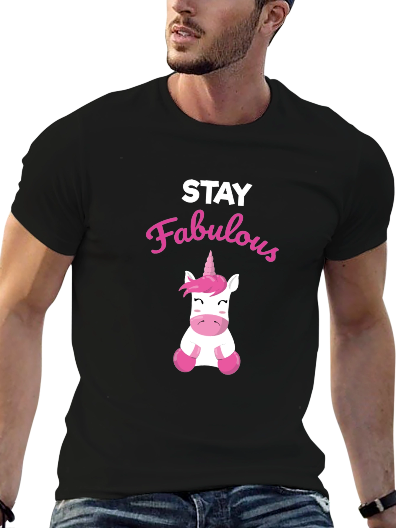Black Stay Fabulous Unicorn Graphic Tee view 6