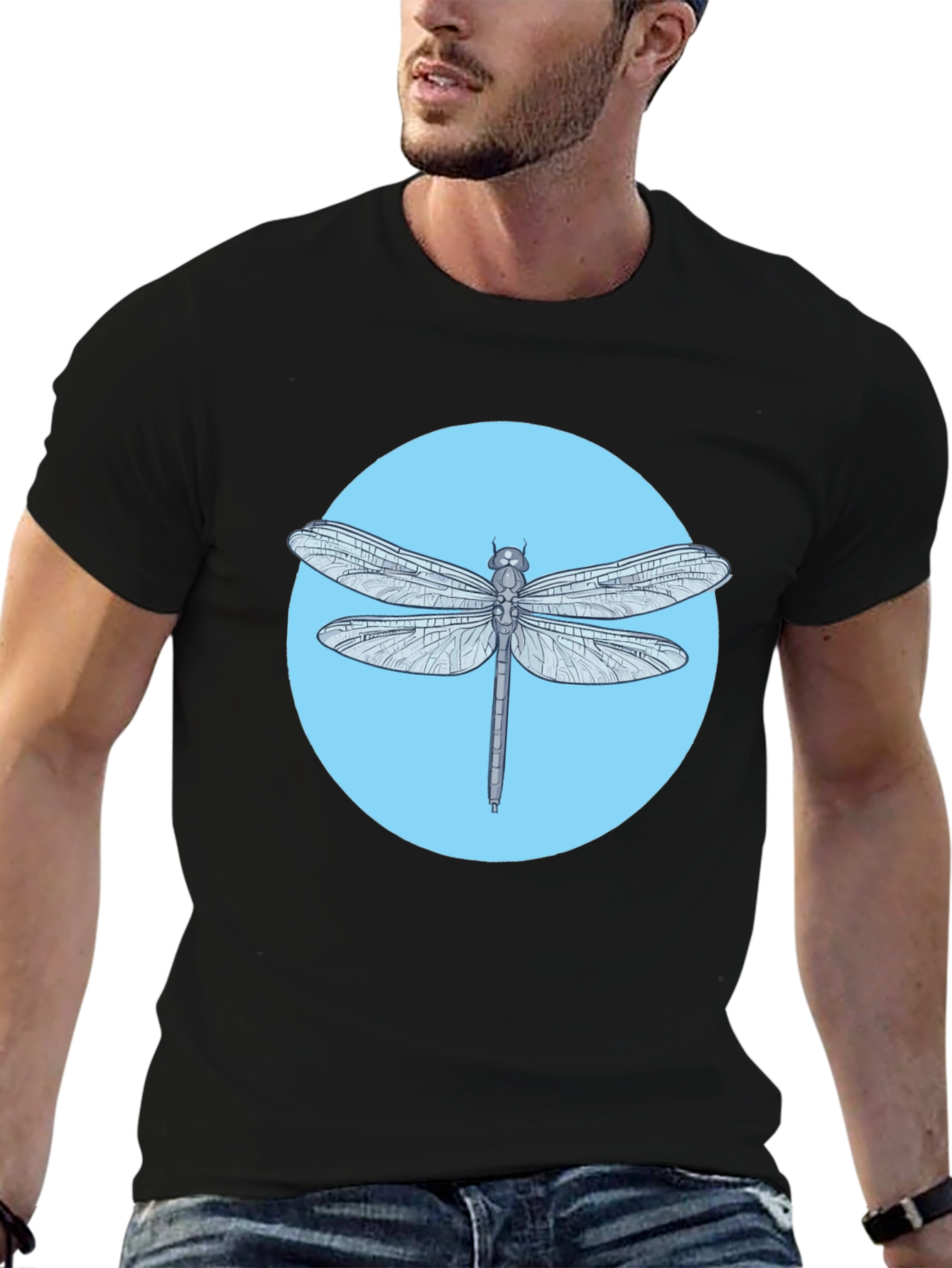 Black Dragonfly Graphic Tee - Black Cotton Blend view 6