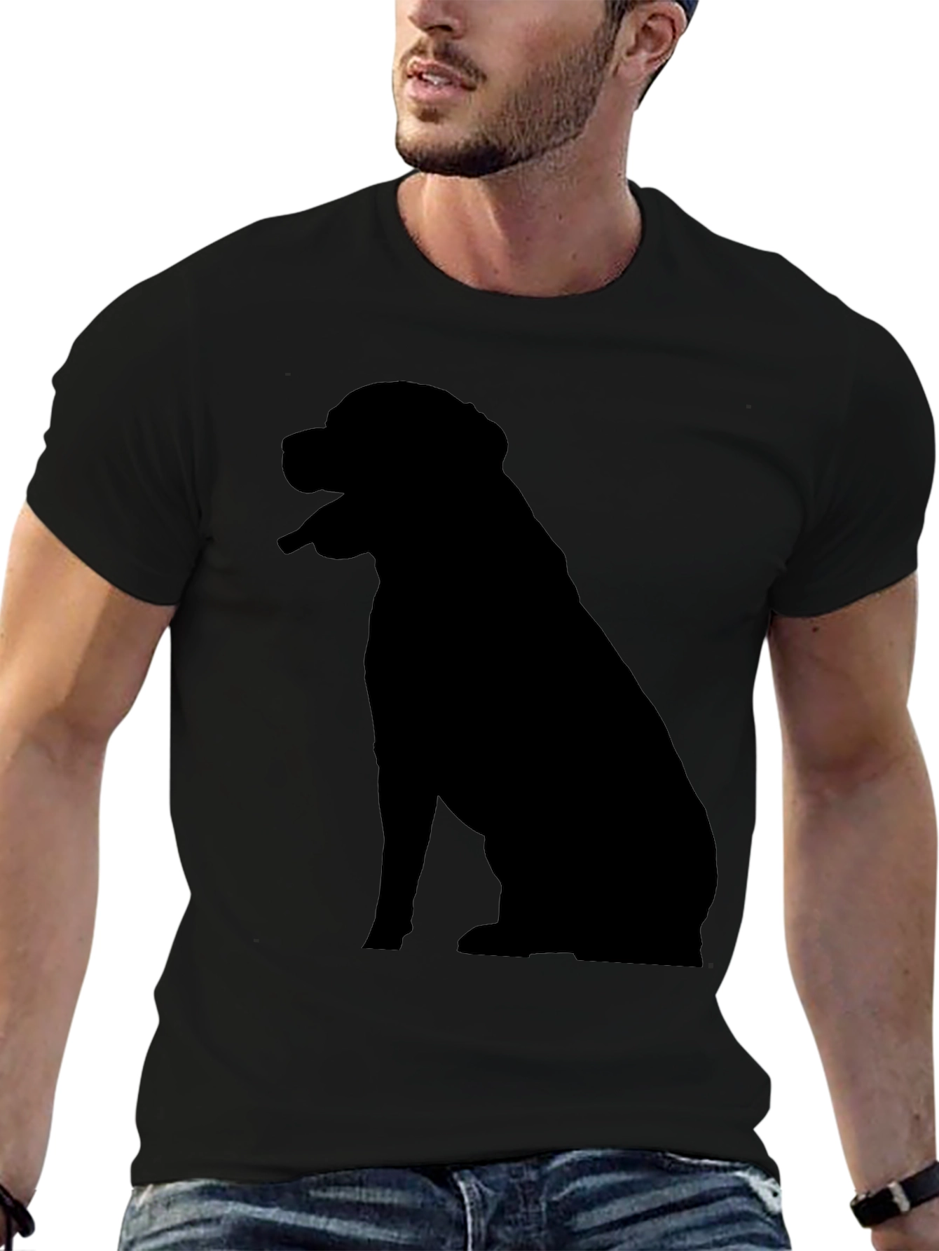 Black Dog Silhouette Graphic Tee - Men's Black T-Shirt view 6