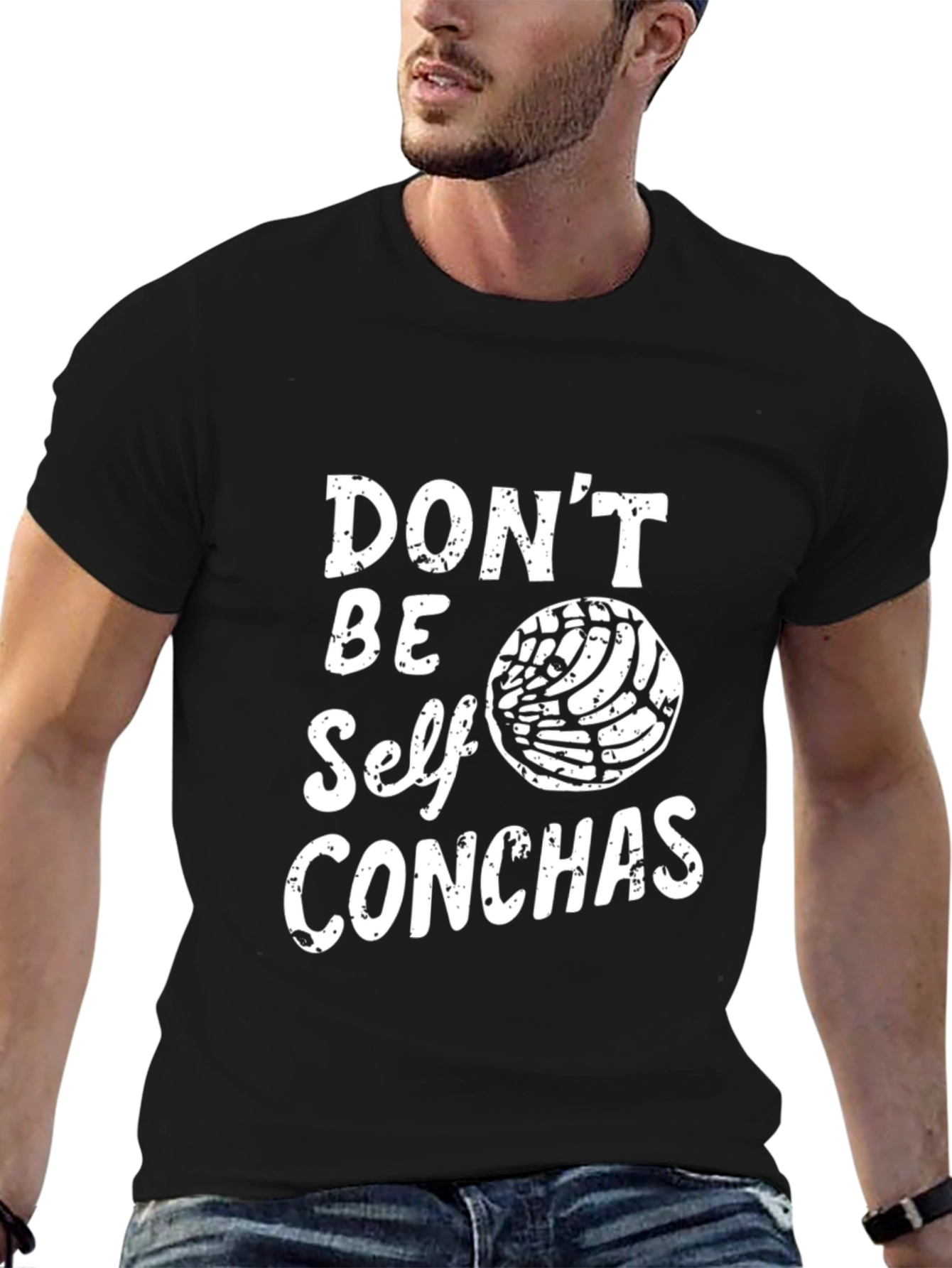 Black Don't Be Self Conchas T-Shirt Funny Mexican Bread Pun Tee view 6