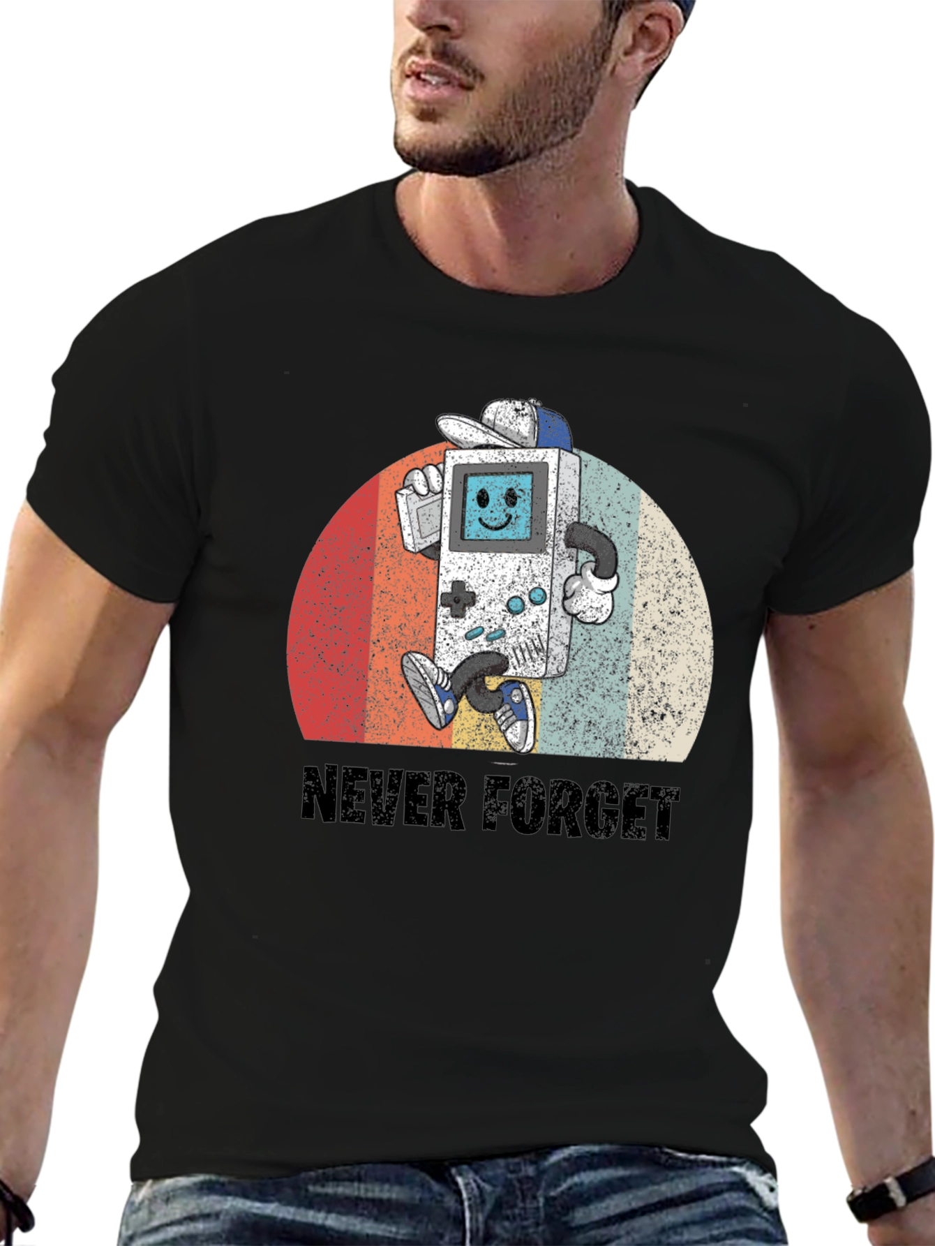 Black Retro Gamer T-Shirt - Never Forget view 6