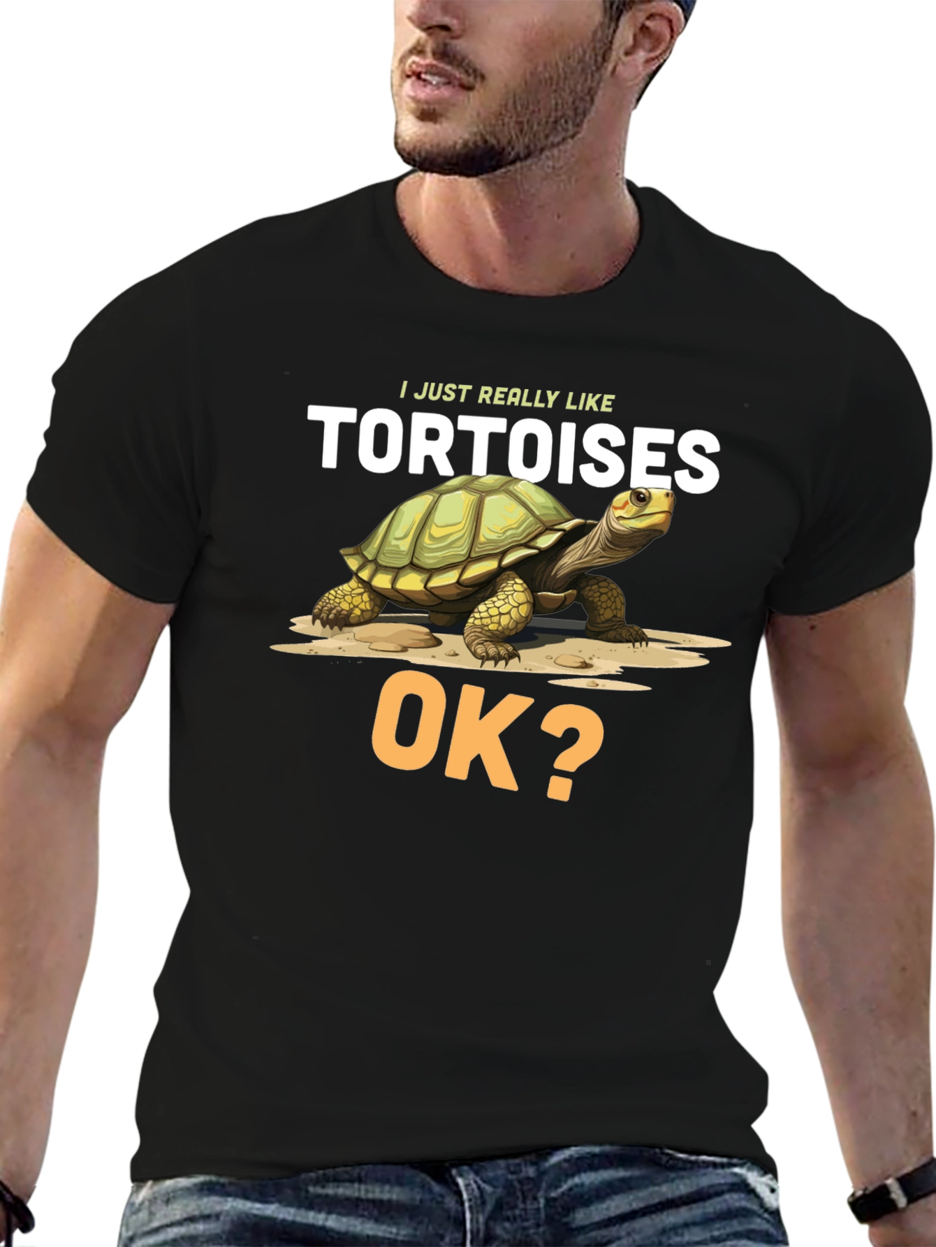 Black Tortoise Lover T-Shirt - 'I Just Really Like Tortoises' view 6