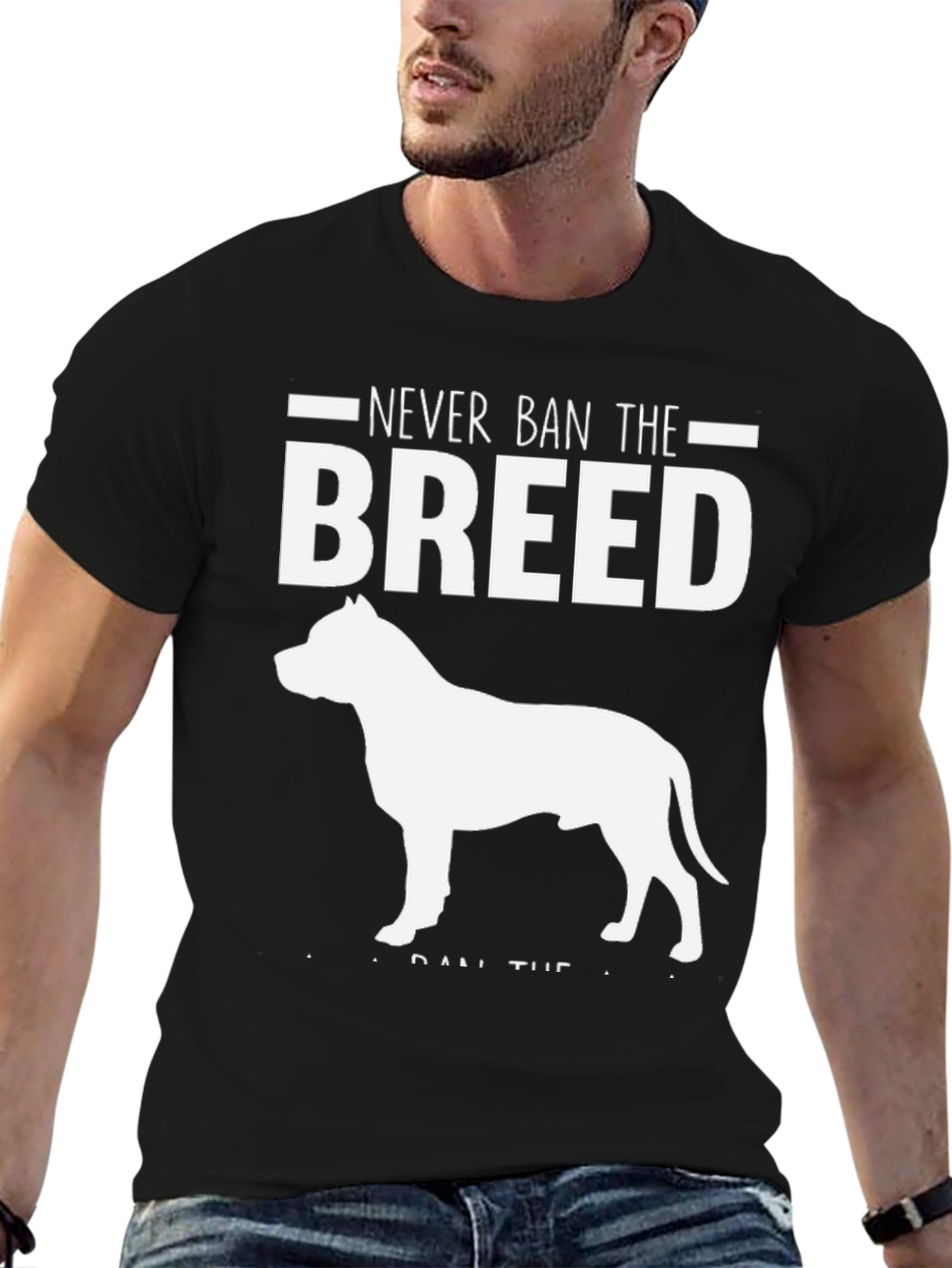Black Never Ban the Breed Dog T-Shirt view 6