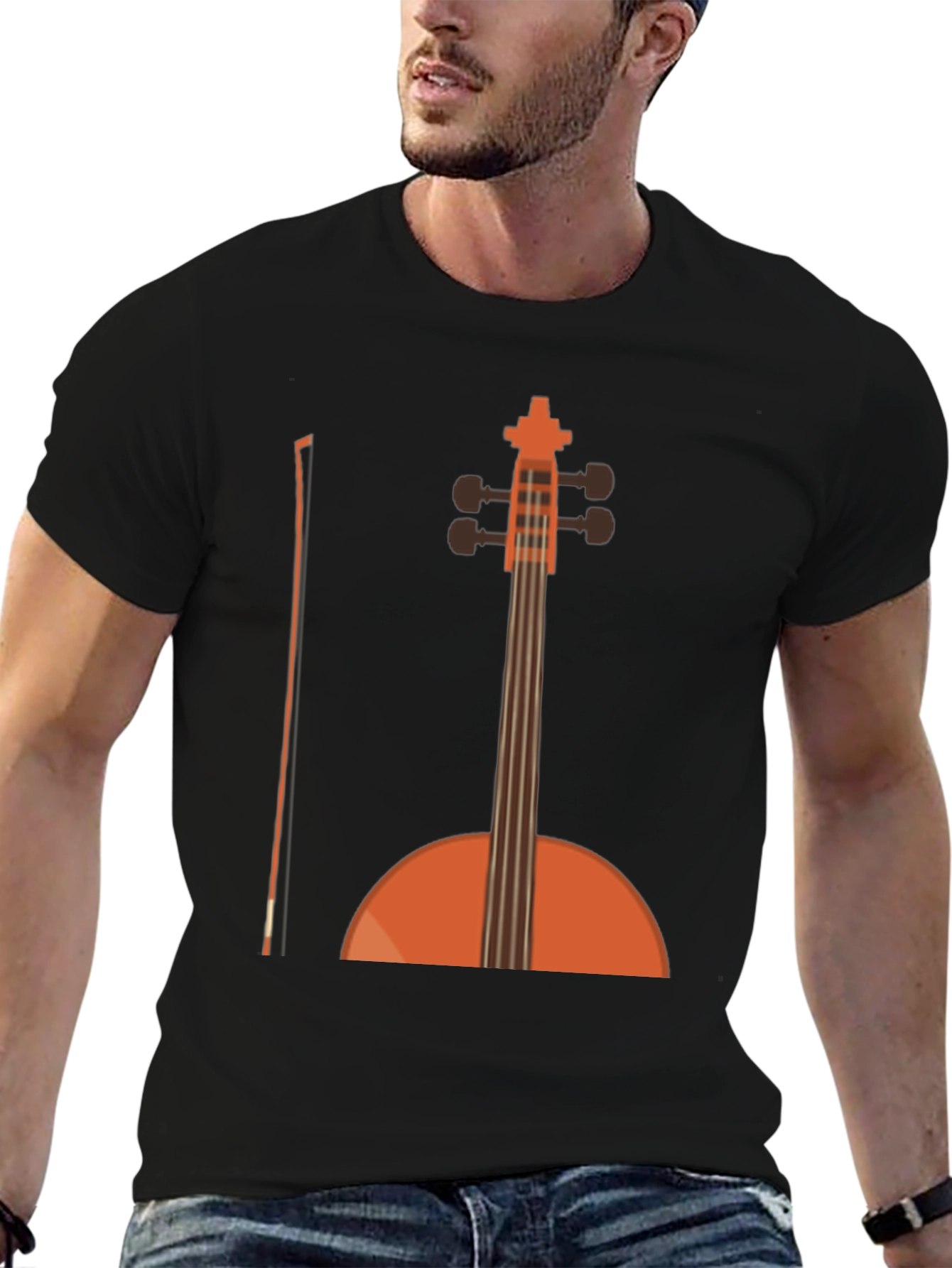 Black Cello Graphic T-Shirt - Black Musical Tee view 6