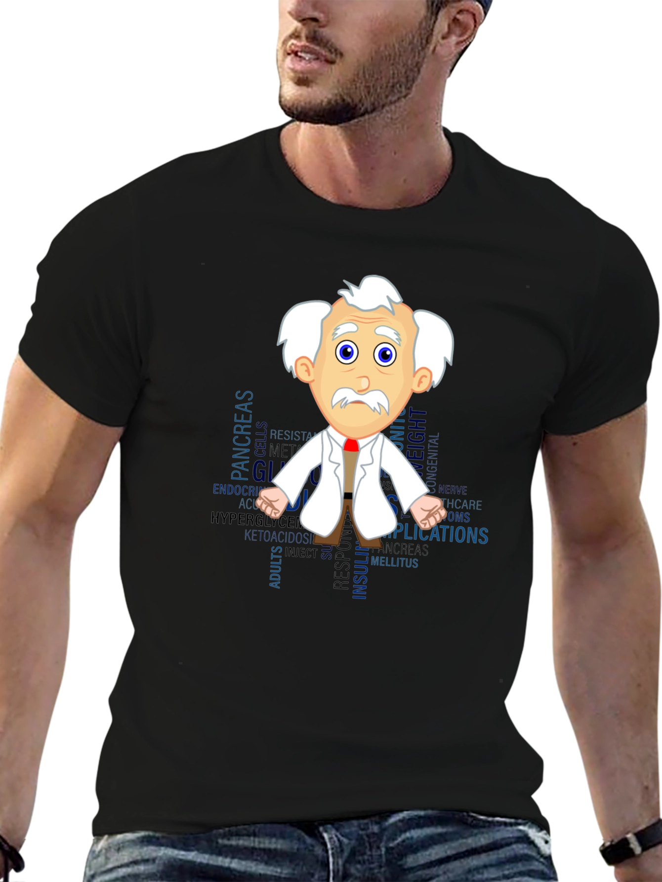 Black Scientist Diabetes T-Shirt - Comfy Cotton Tee view 6