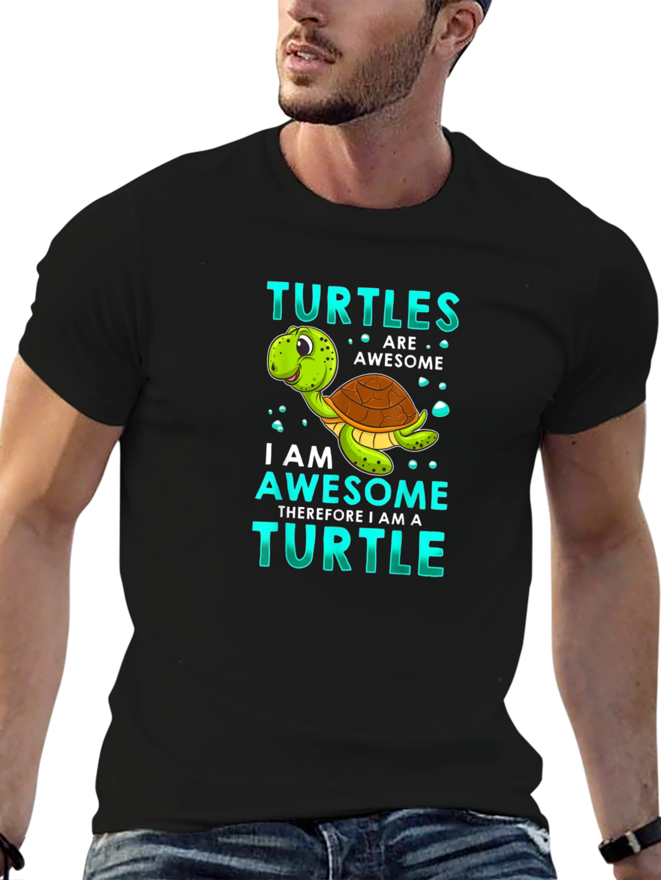 Black Turtle Awesome T-Shirt - Fun Novelty Tee view 6