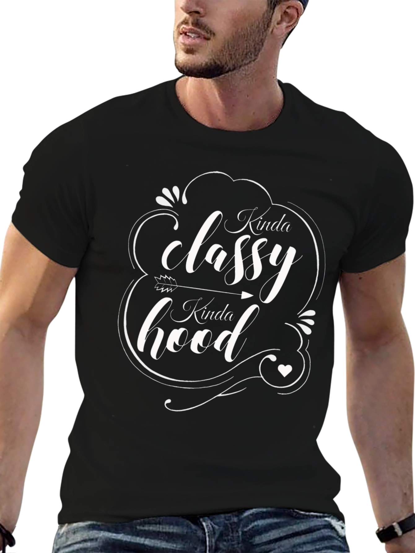 Black Kinda Classy Kinda Hood Graphic T-Shirt view 6