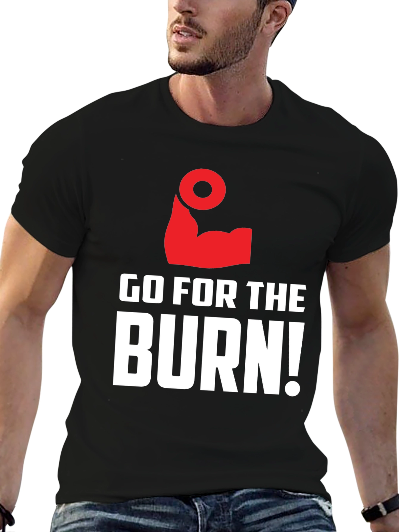 Black Go For The Burn! Graphic Tee Shirt view 6
