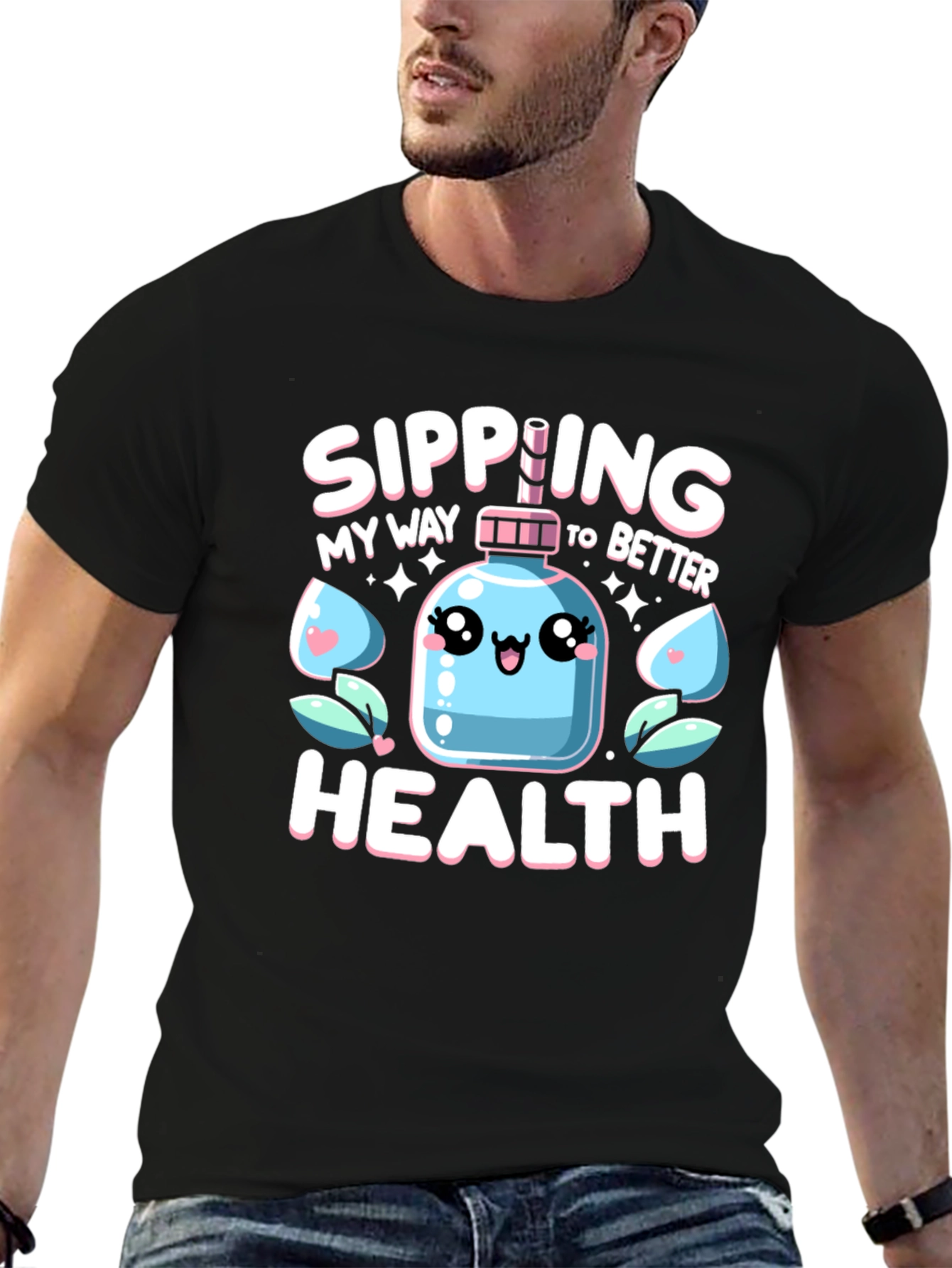 Sipping My Way To Better Health Black T-Shirt - 6