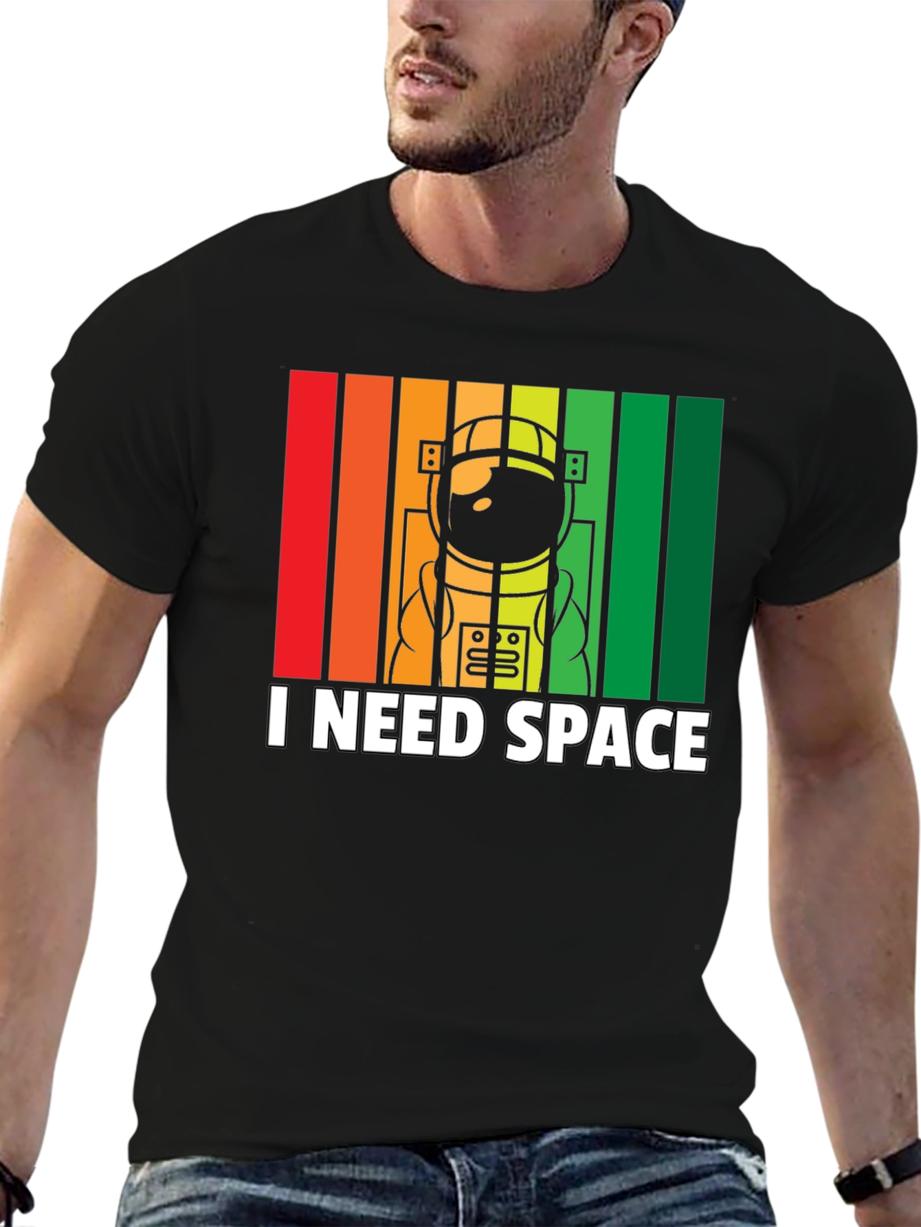 Black I Need Space Astronaut Graphic T-Shirt view 6