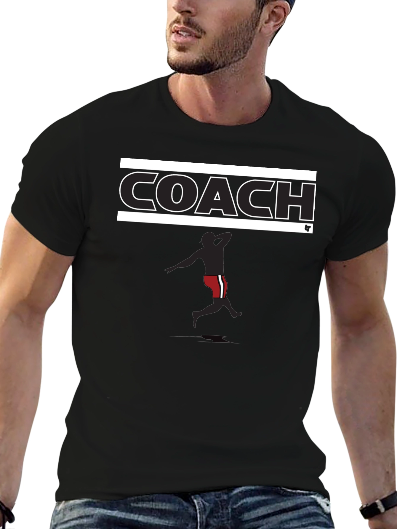Black Coach Graphic Tee - Black Cotton Blend view 6
