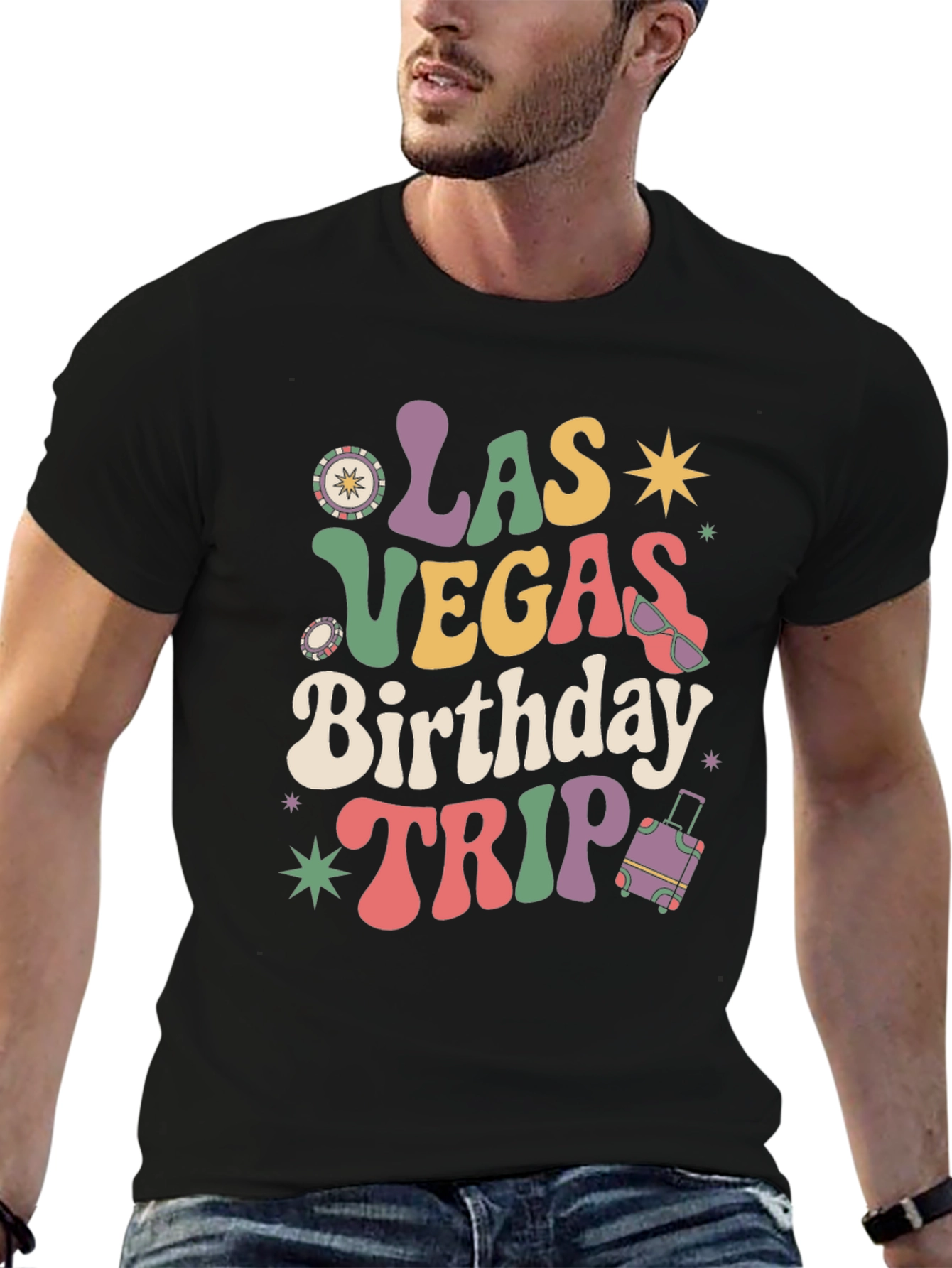 Black Las Vegas Birthday Trip Graphic Tee view 6