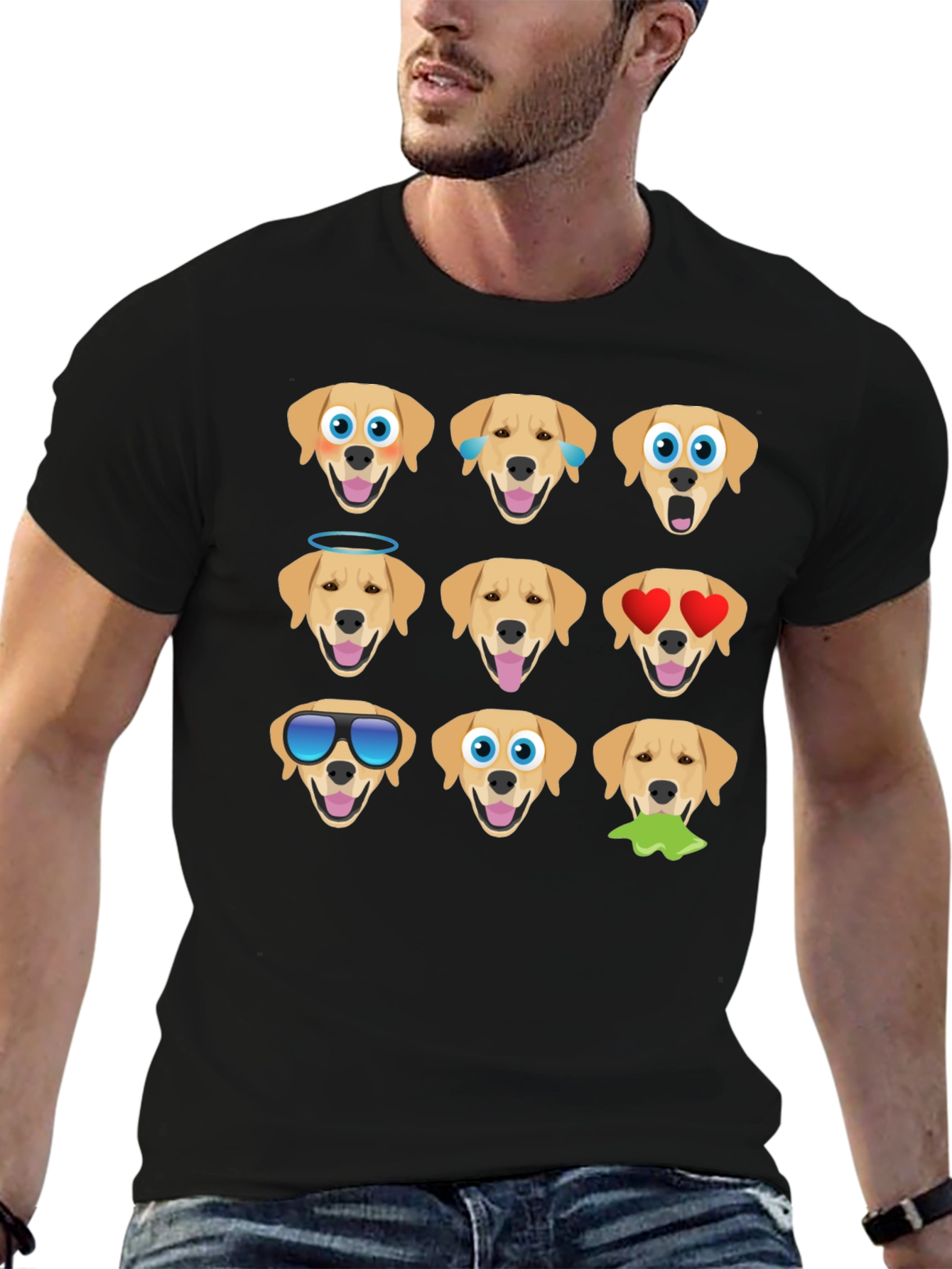 Black Emoji Dog Graphic Tee - Black Cotton Blend view 6