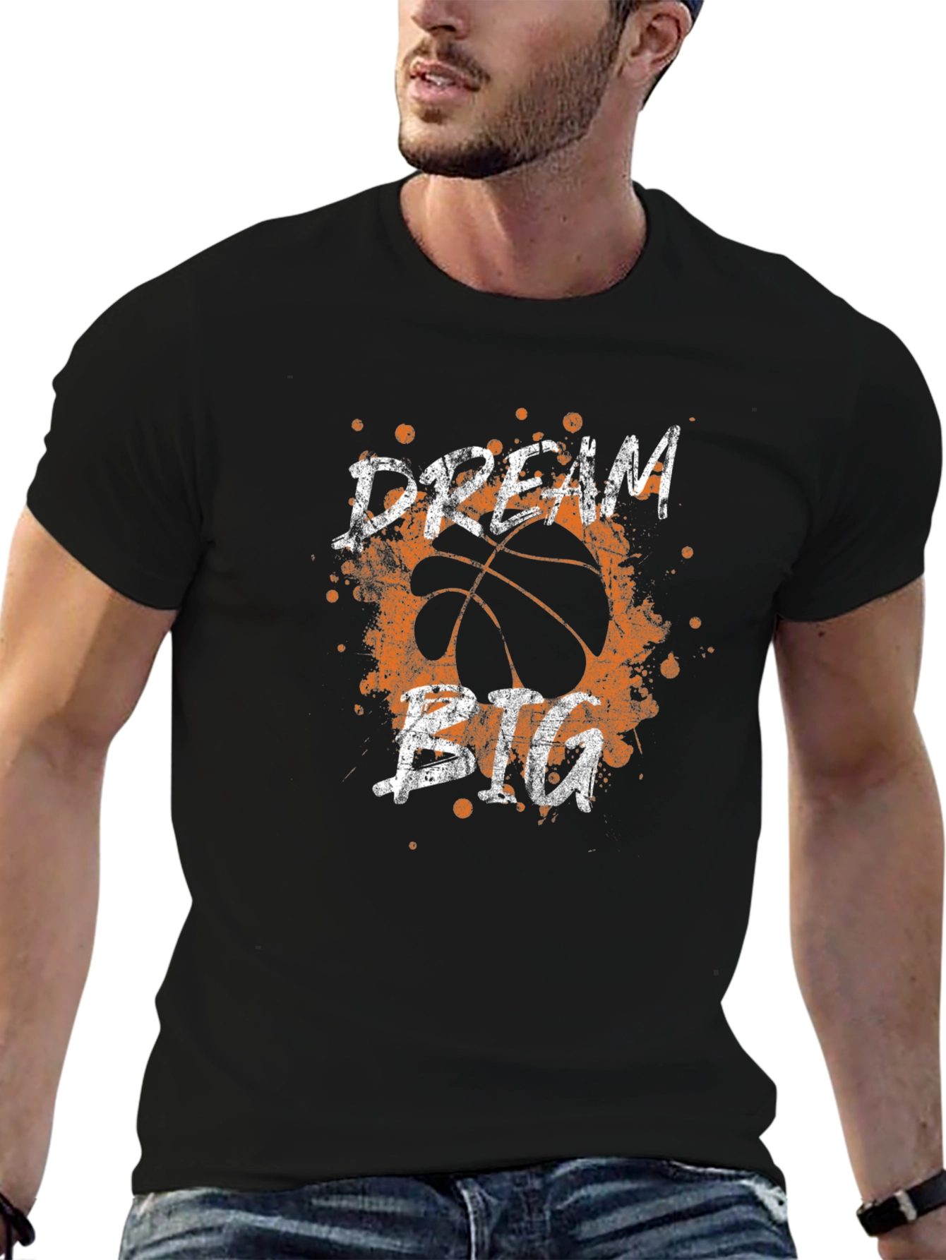 Black Dream Big Basketball Graphic Tee view 6