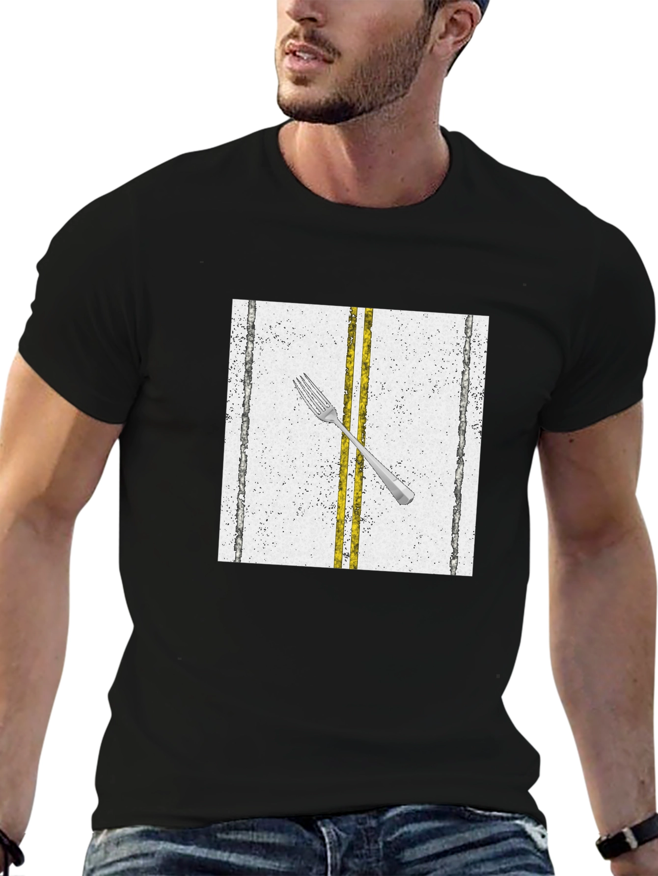 Black Fork in the Road Graphic Tee - Black view 6
