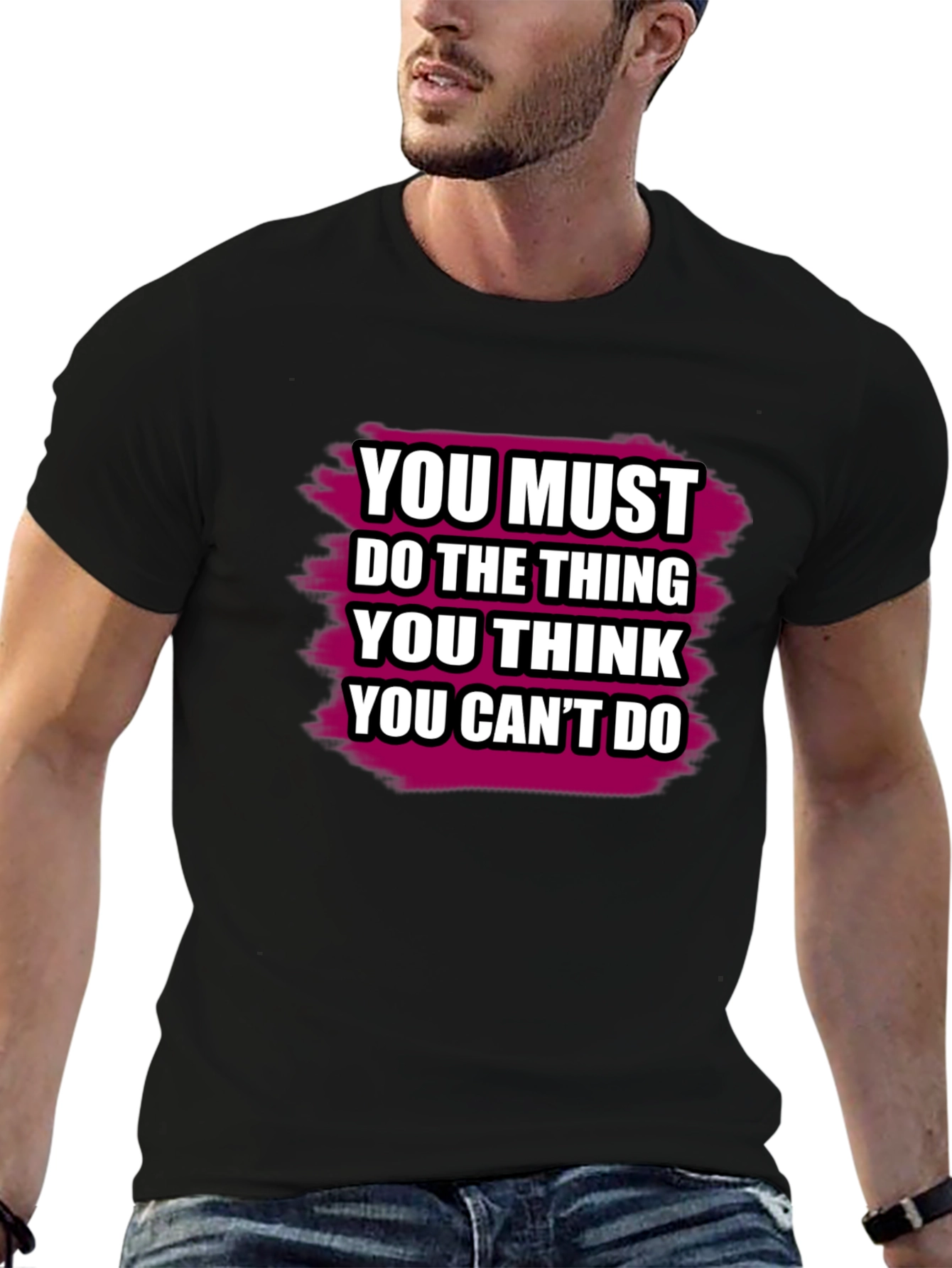 Black Motivational Quote T-Shirt - You Can Do It! view 6