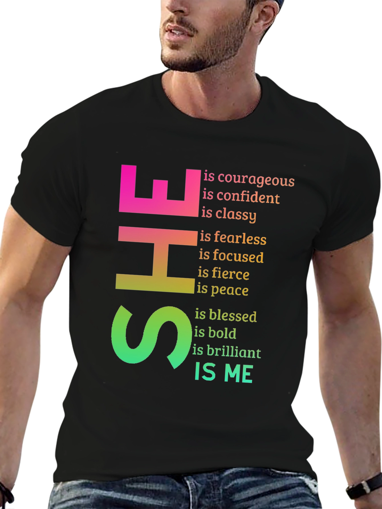 Black Empowered SHE Graphic T-Shirt - Bold & Brilliant Women's Tee view 6