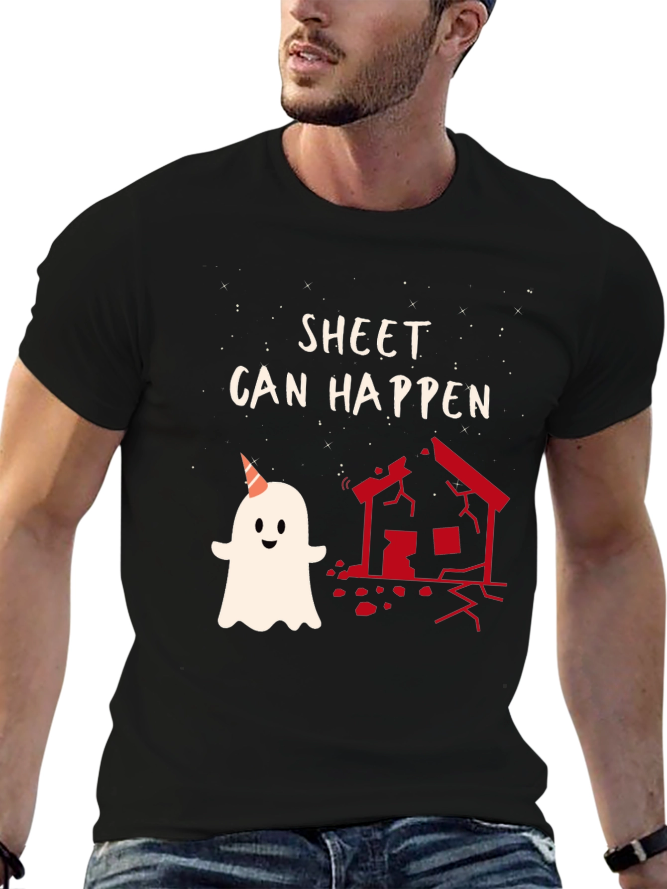 Black Sheet Can Happen Funny Ghost T-Shirt view 6