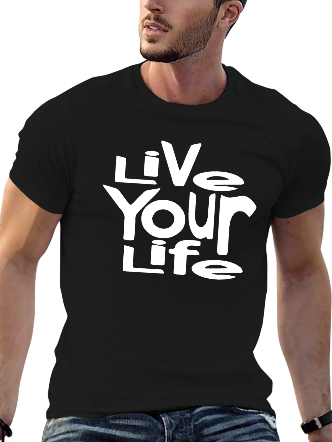 Black Live Your Life T-Shirt - Black Graphic Tee view 6