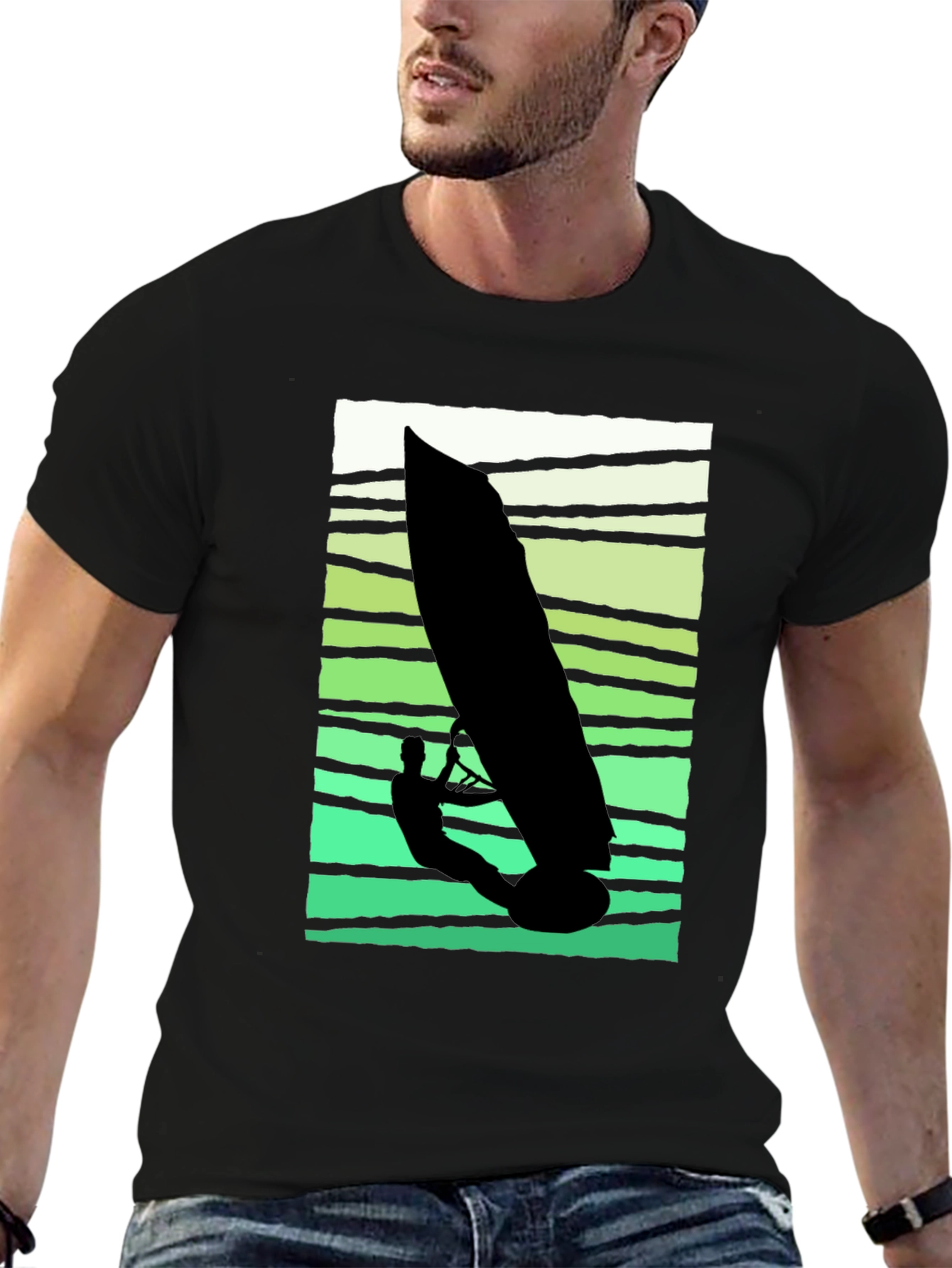 Black Windsurfer Graphic Tee - Cool Summer Vibes view 6