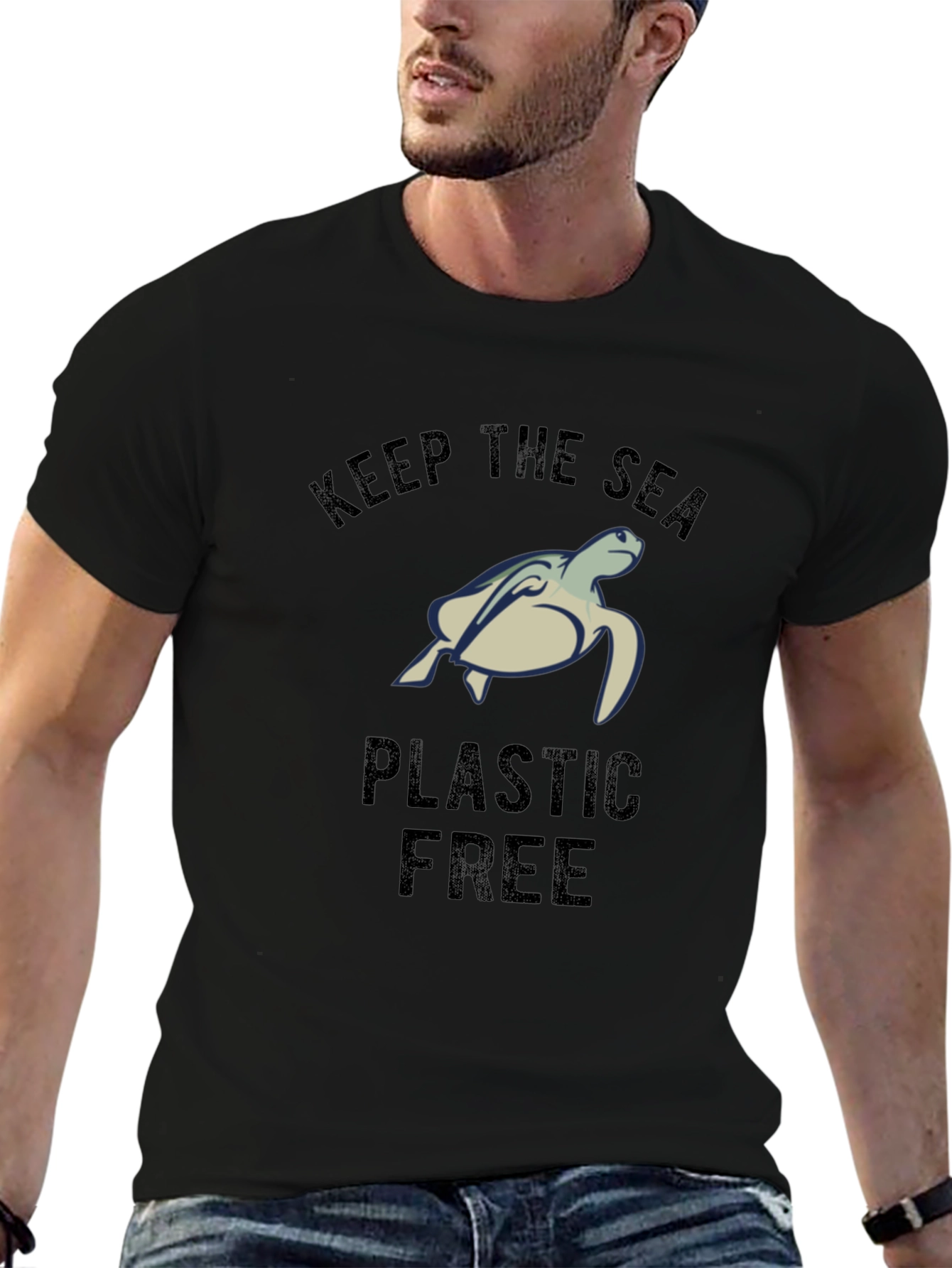 Black Keep The Sea Plastic Free T-Shirt view 6