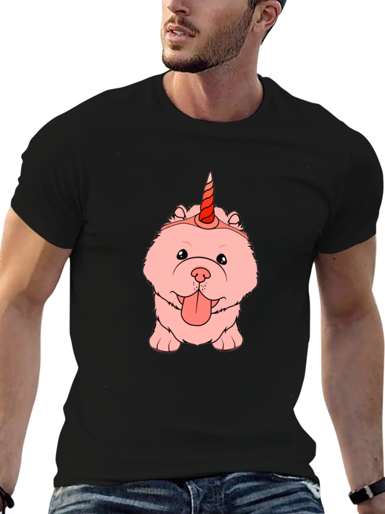 Black Unicorn Chow Chow T-Shirt view 6