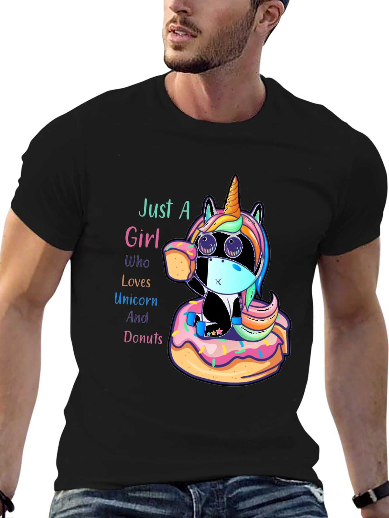 Black Unicorn & Donuts Graphic Tee view 6