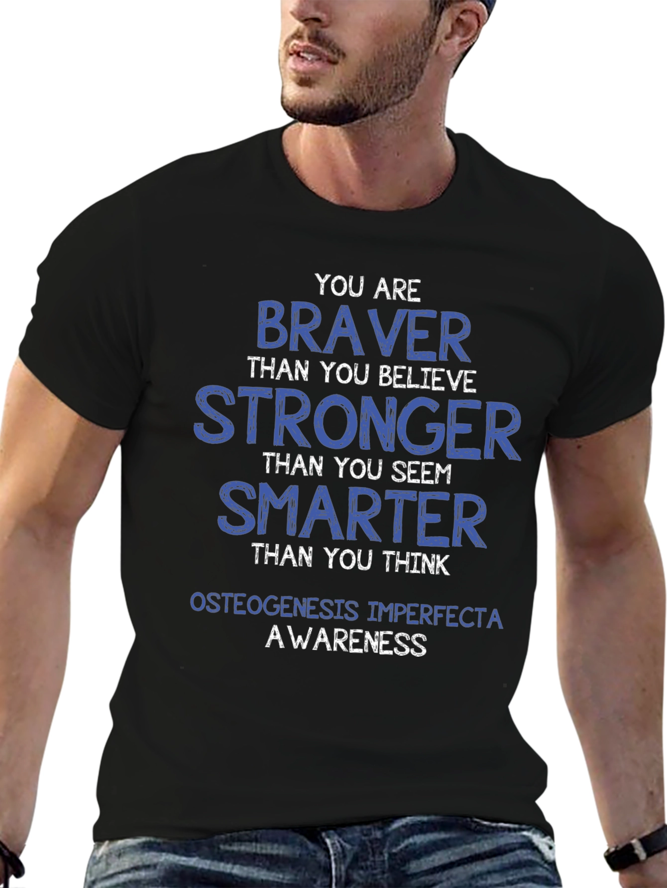Black Osteogenesis Imperfecta Awareness T-Shirt view 6