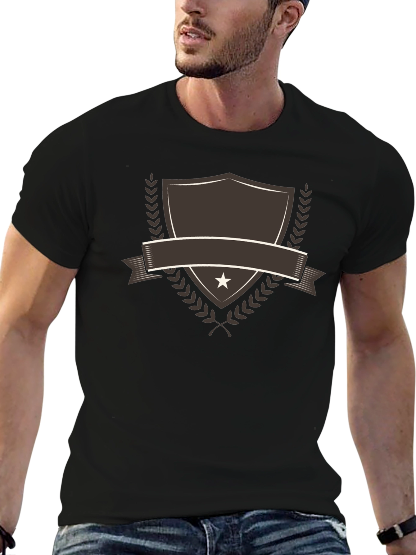 Black Emblem Shield Graphic Tee - Stylish Casual Shirt view 6