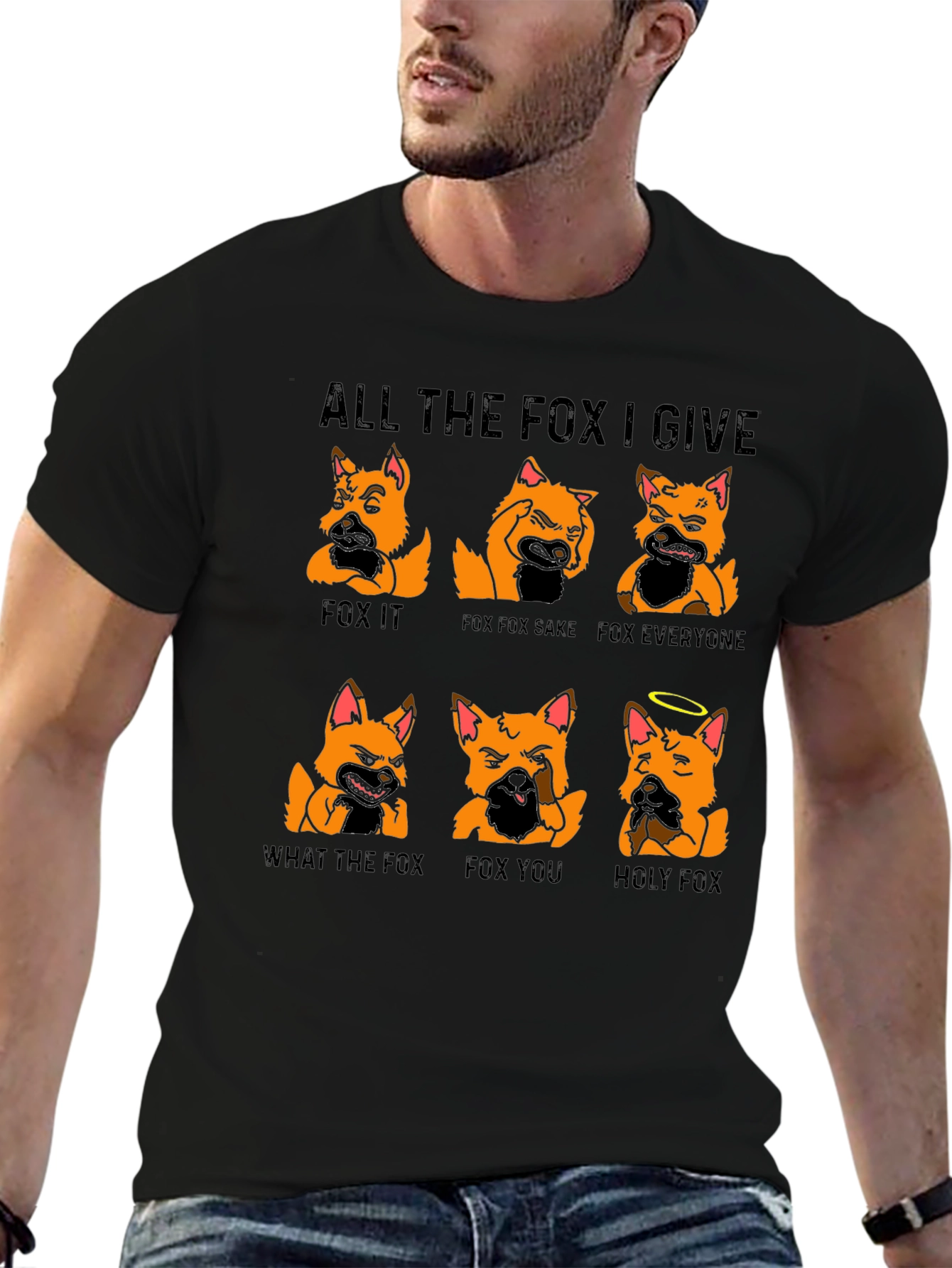 Black All the Fox I Give Graphic T-Shirt view 6