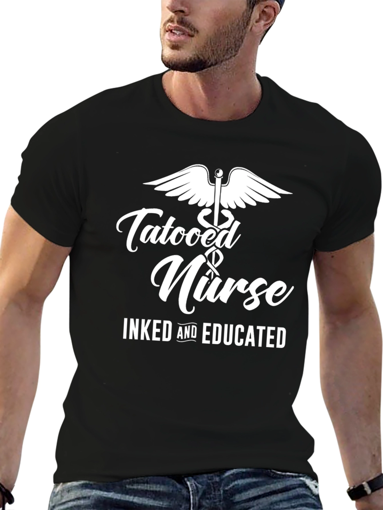 Black Tattooed Nurse T-Shirt - Inked & Educated view 6