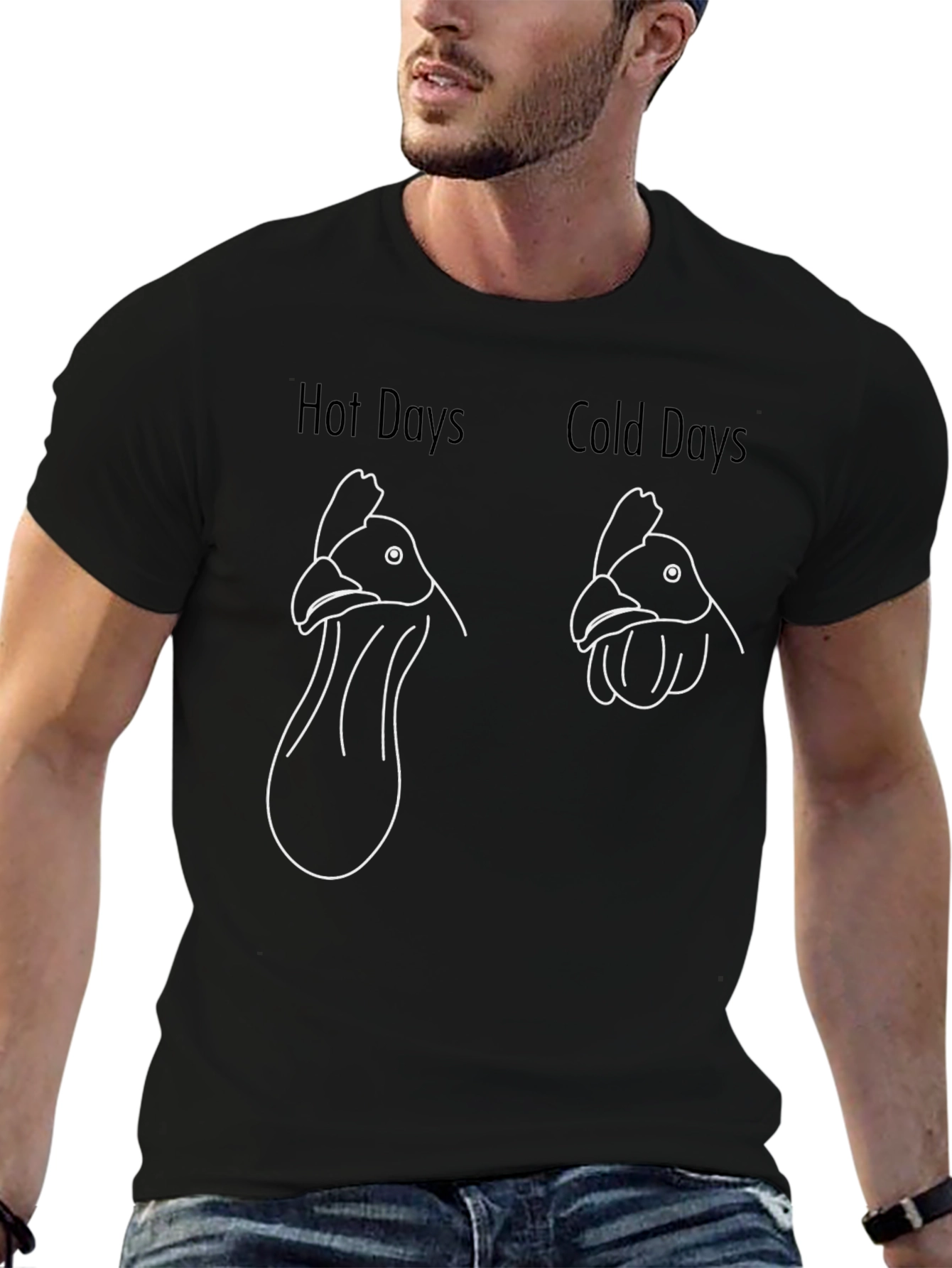 Black Funny Chicken Hot Cold Days Graphic Tee view 6
