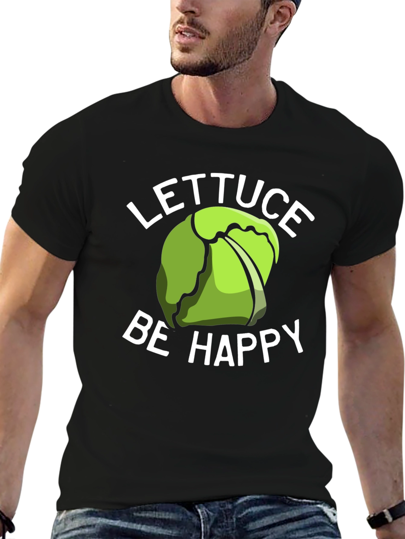 Black Lettuce Be Happy T-Shirt - Funny Graphic Tee view 6