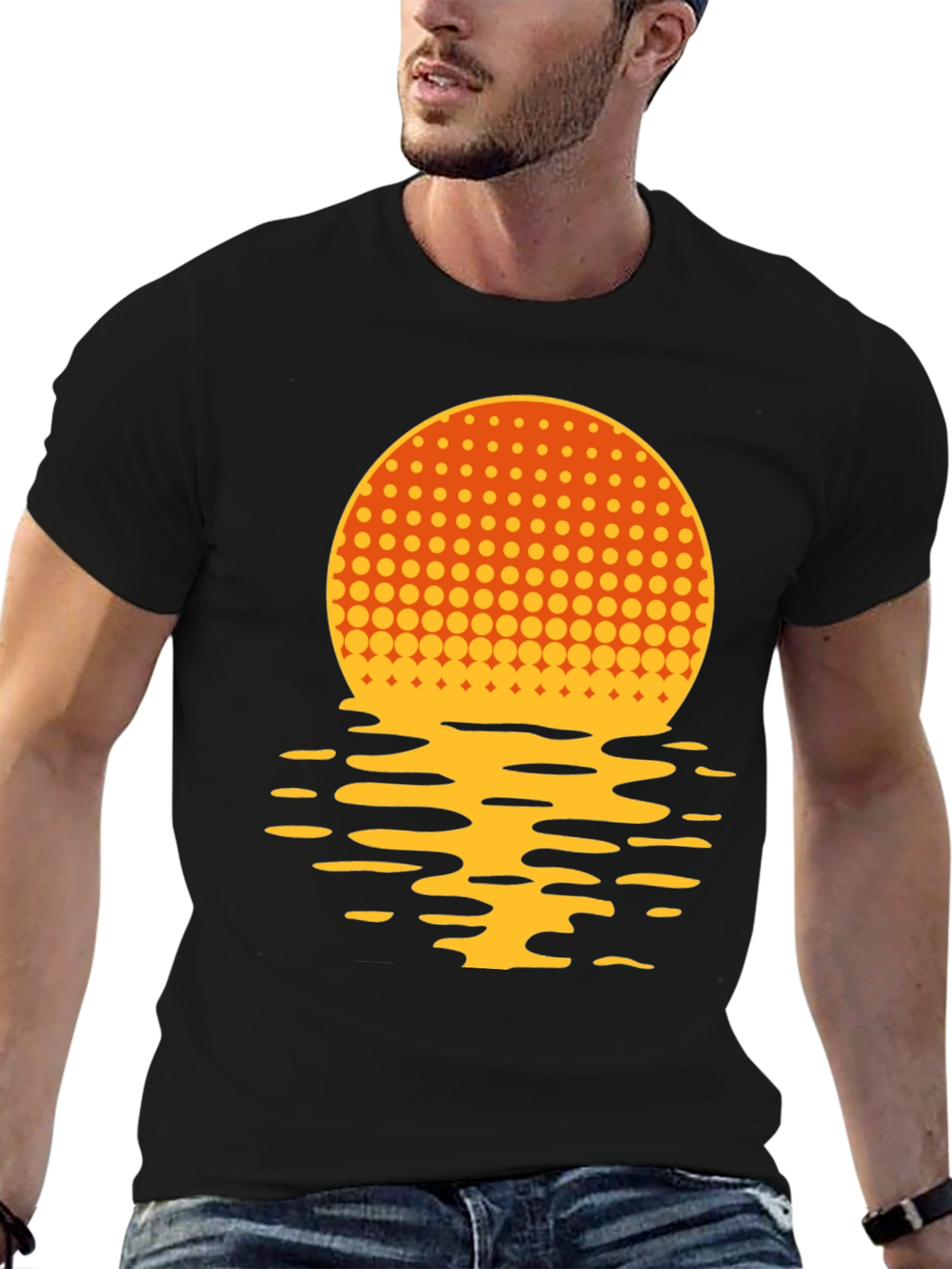 Black Sunset Reflection Graphic T-Shirt view 6