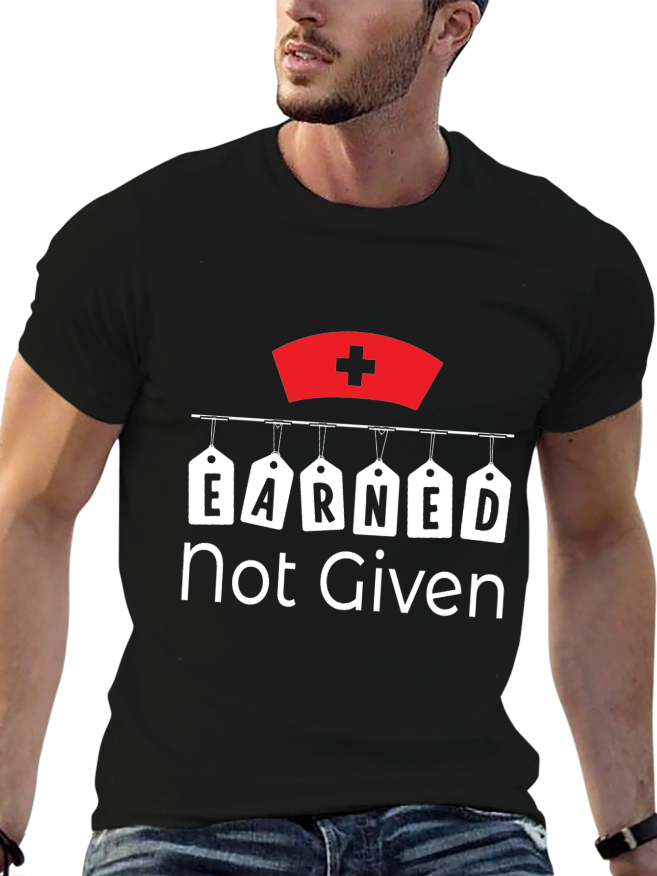 Black Earned Not Given Nurse T-Shirt - Unisex view 6