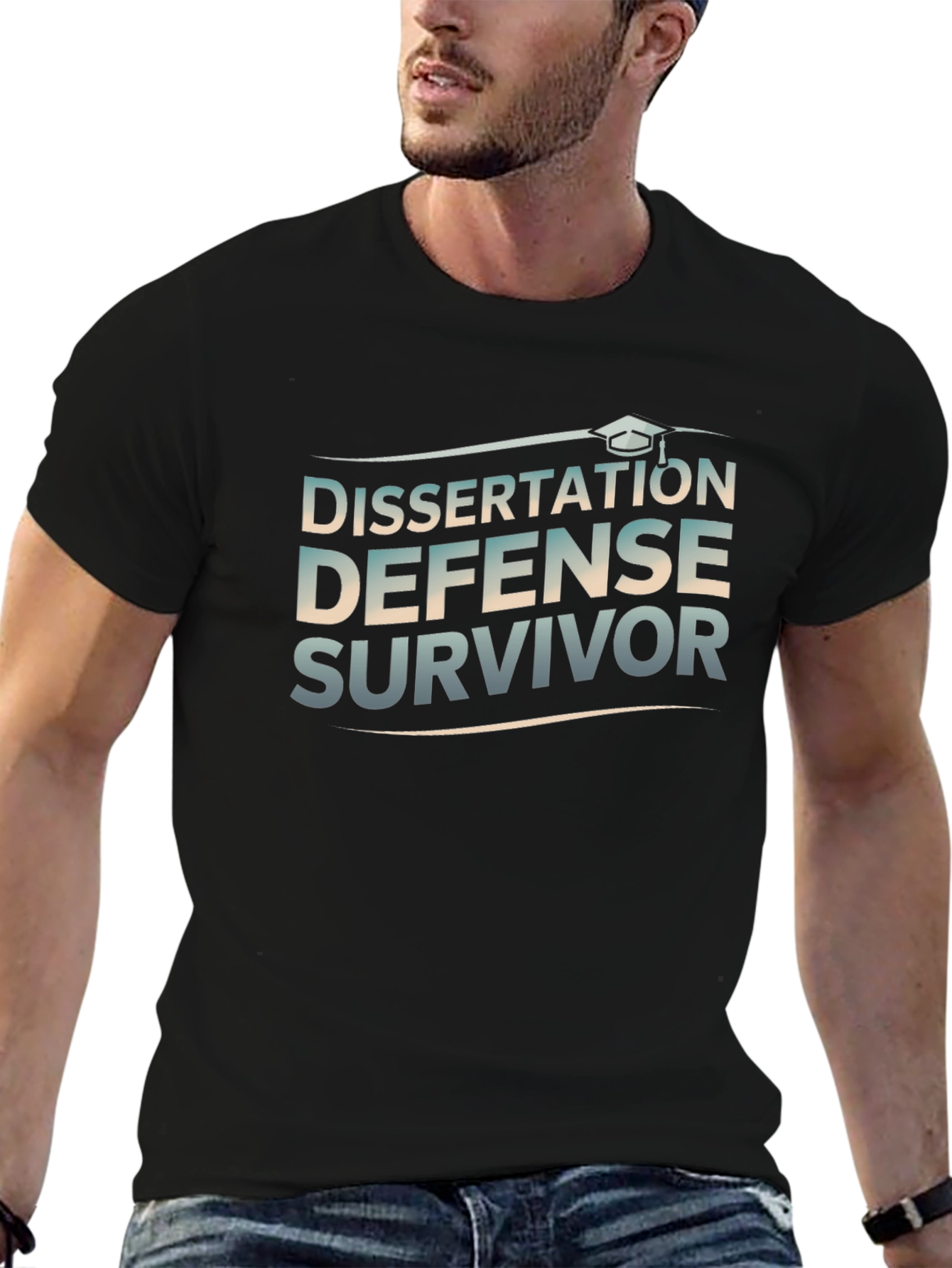 Black Dissertation Defense Survivor T-Shirt view 6