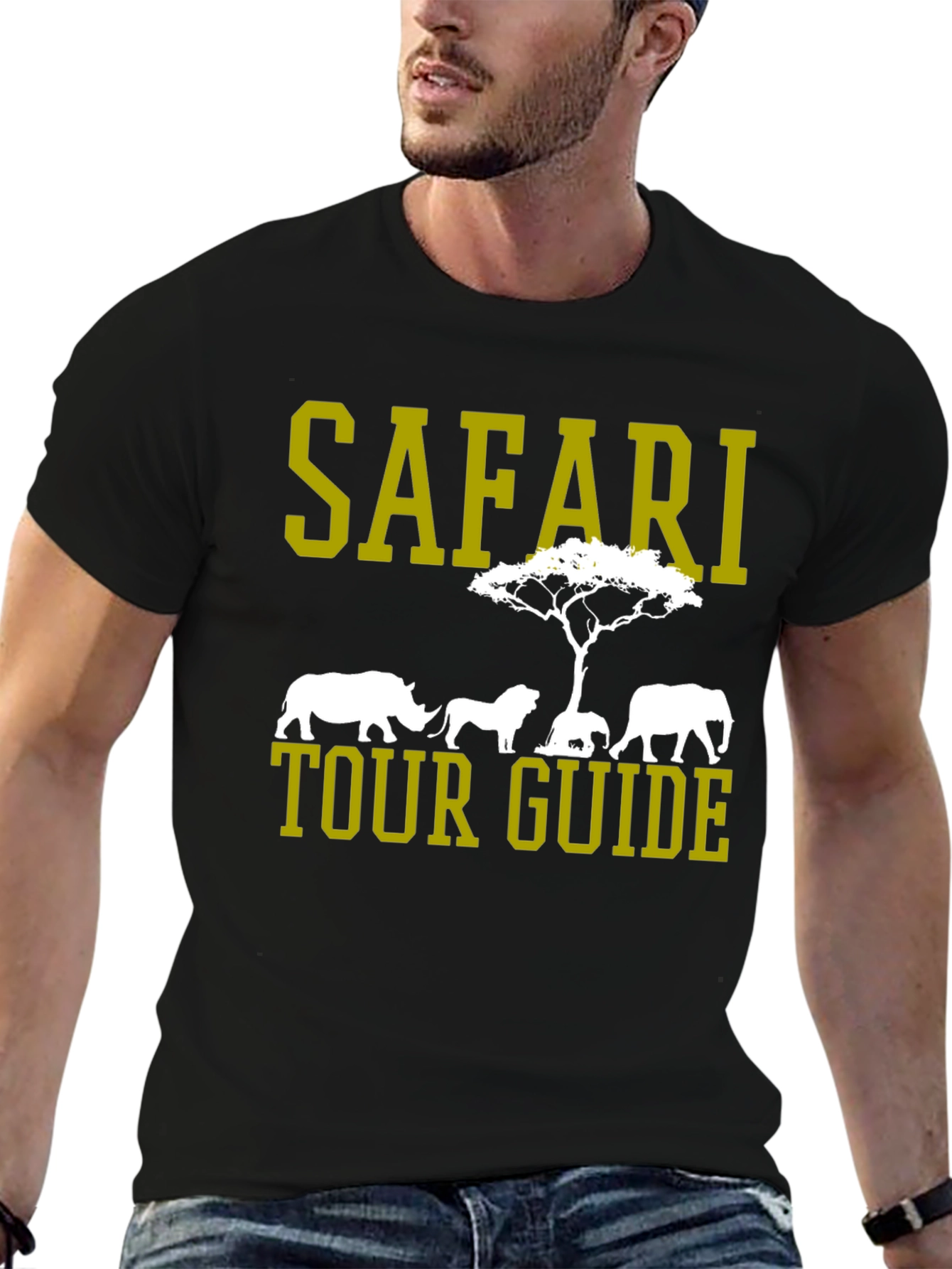 Black Safari Tour Guide Crew Neck T-Shirt view 6