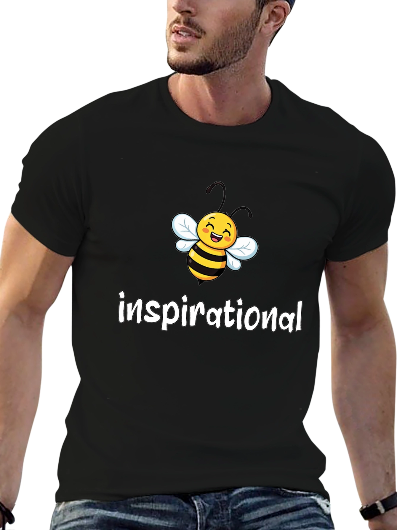 Black Inspirational Bee Graphic T-Shirt view 6