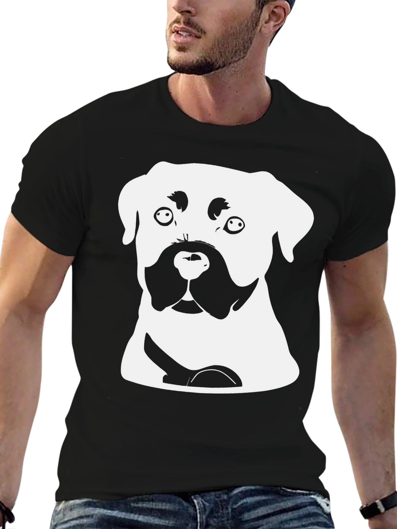 Black Dog Graphic Tee - Black Crew Neck Cotton T-Shirt view 6