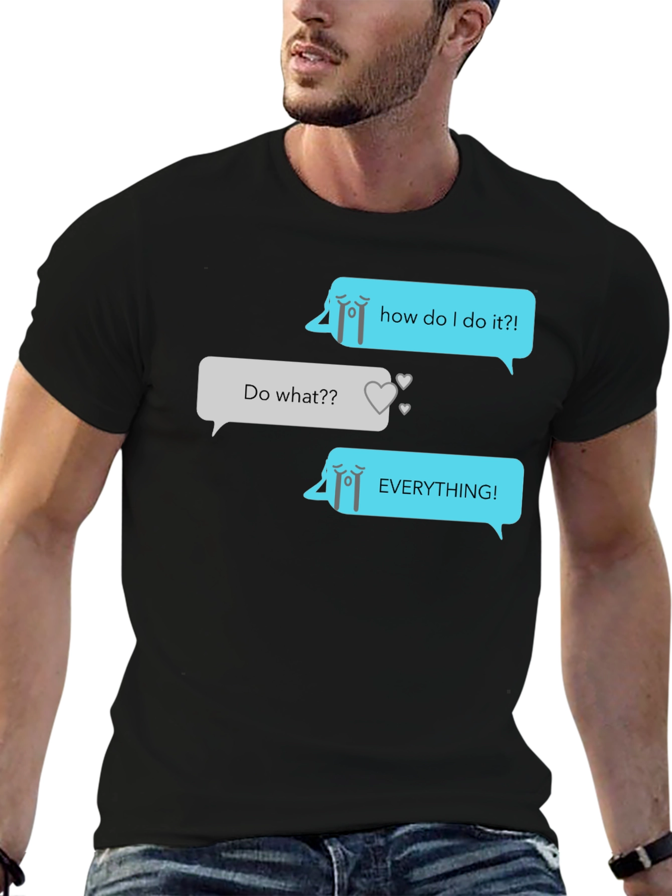 Black Humorous Graphic Texting T-Shirt view 6