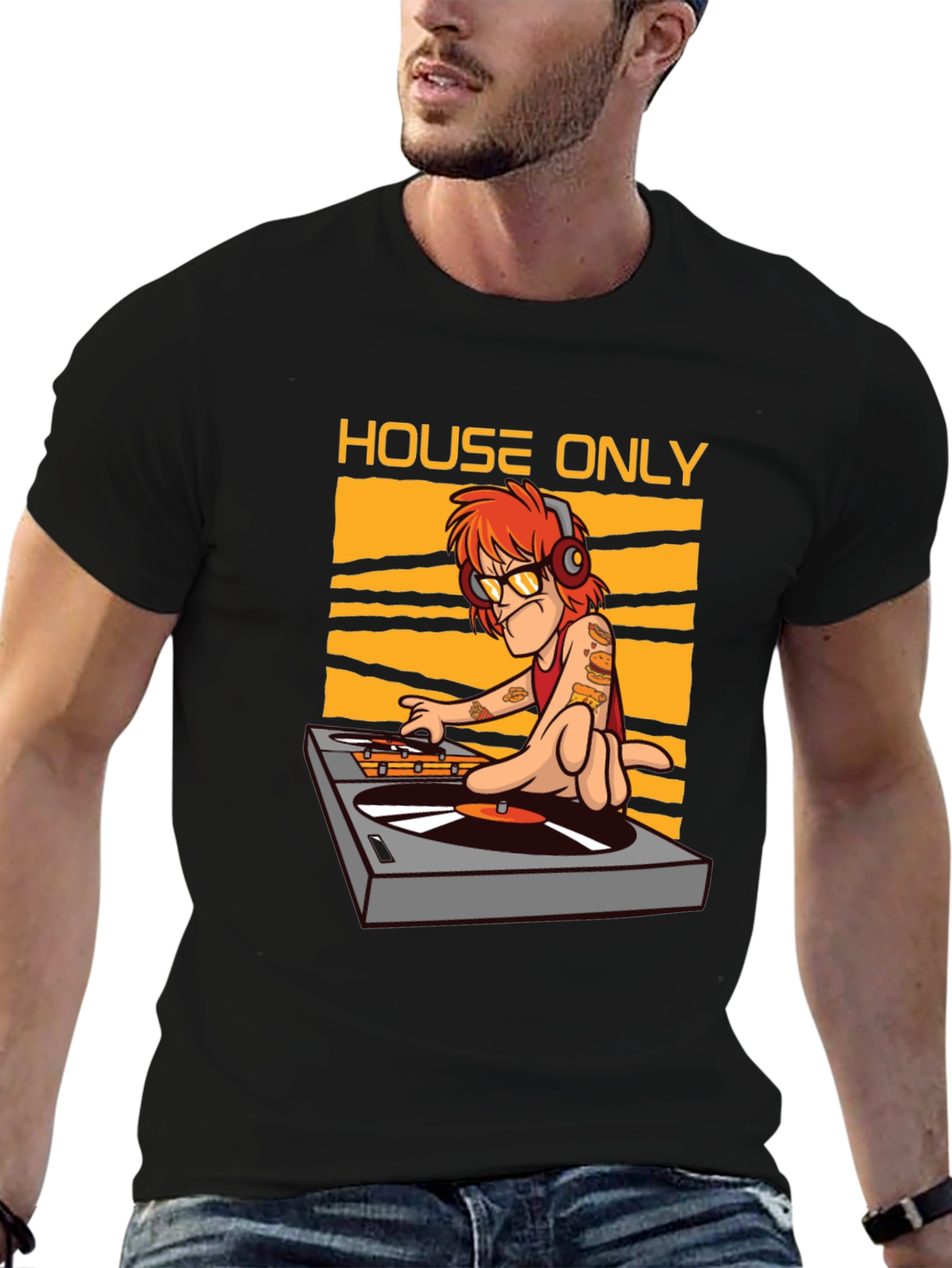 Black House Music DJ Graphic T-Shirt view 6