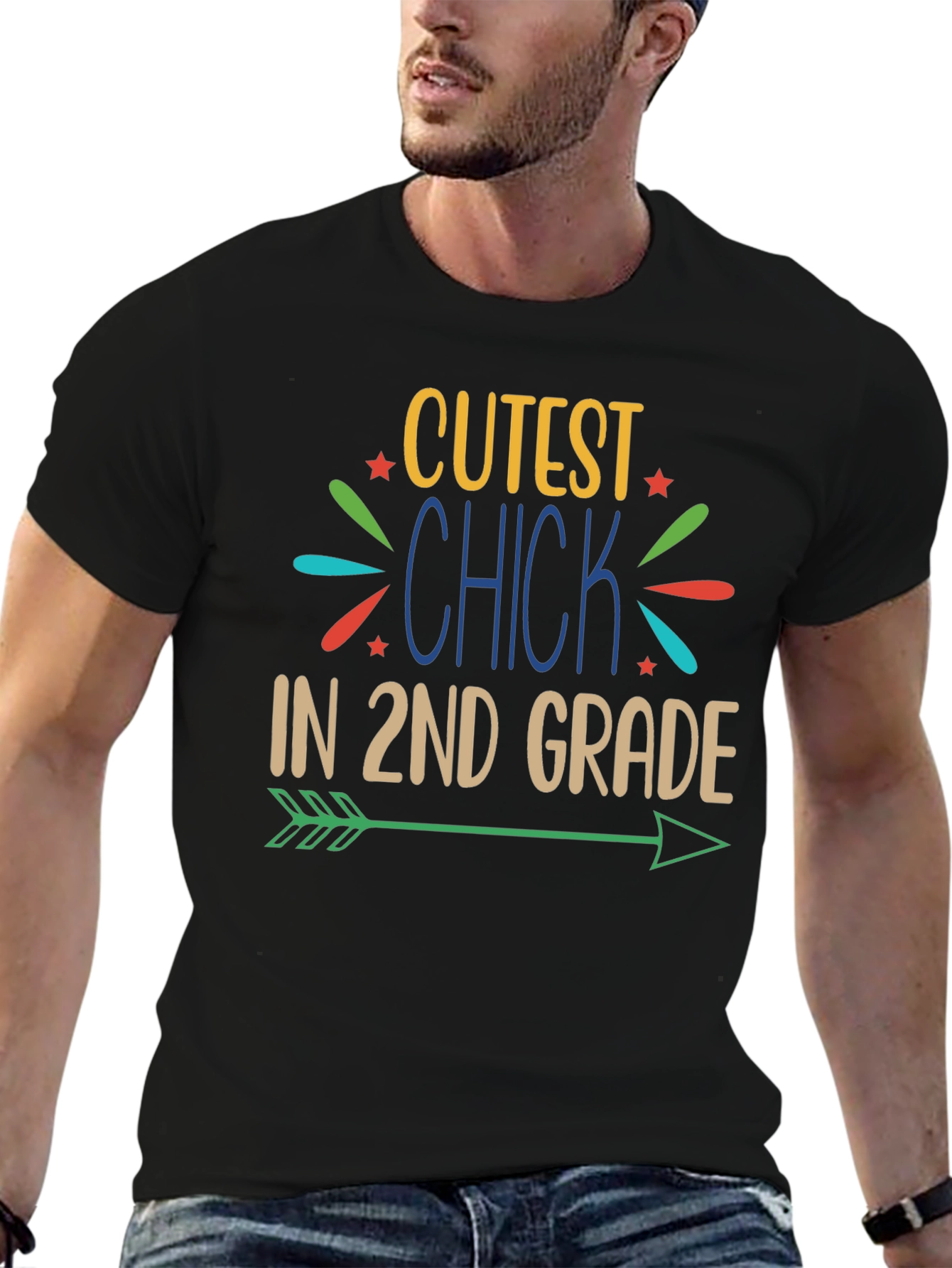 Black Cutest Chick 2nd Grade Arrow Graphic T-Shirt view 6